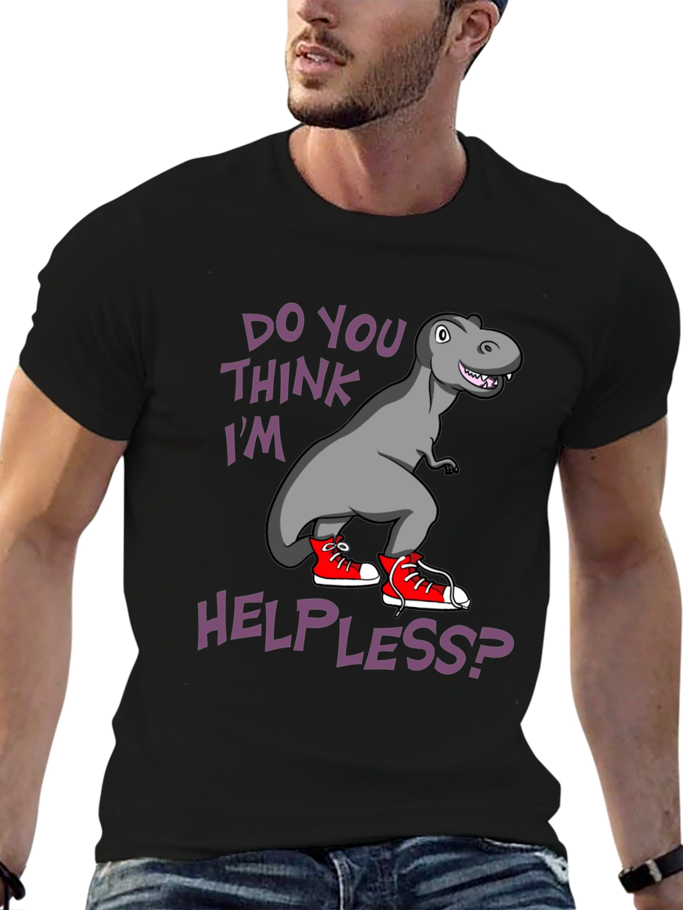 Black Dino Sneaker T-Shirt - Do You Think I'm Helpless? view 6