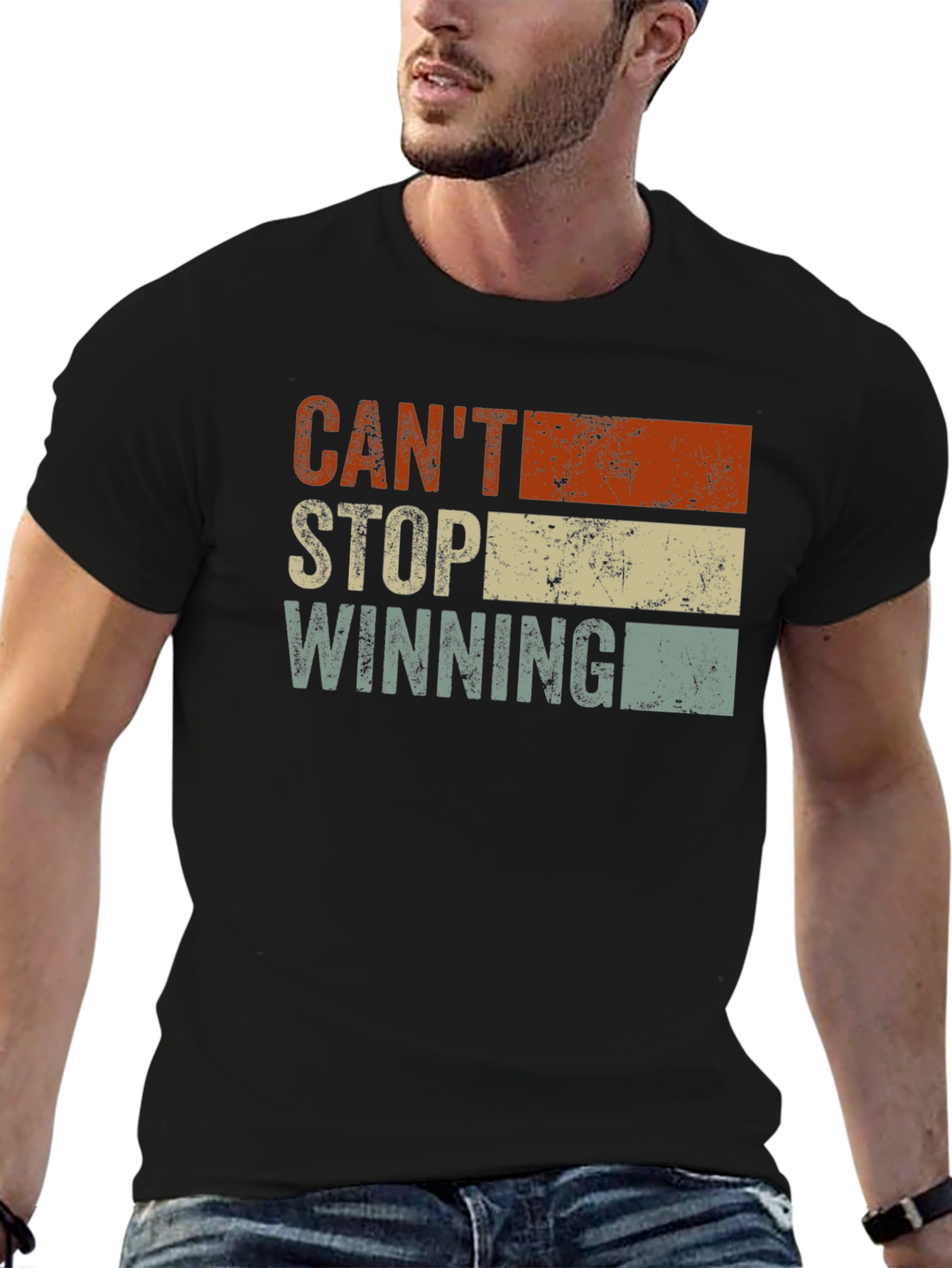 Black Can't Stop Winning Vintage Graphic T-Shirt view 6
