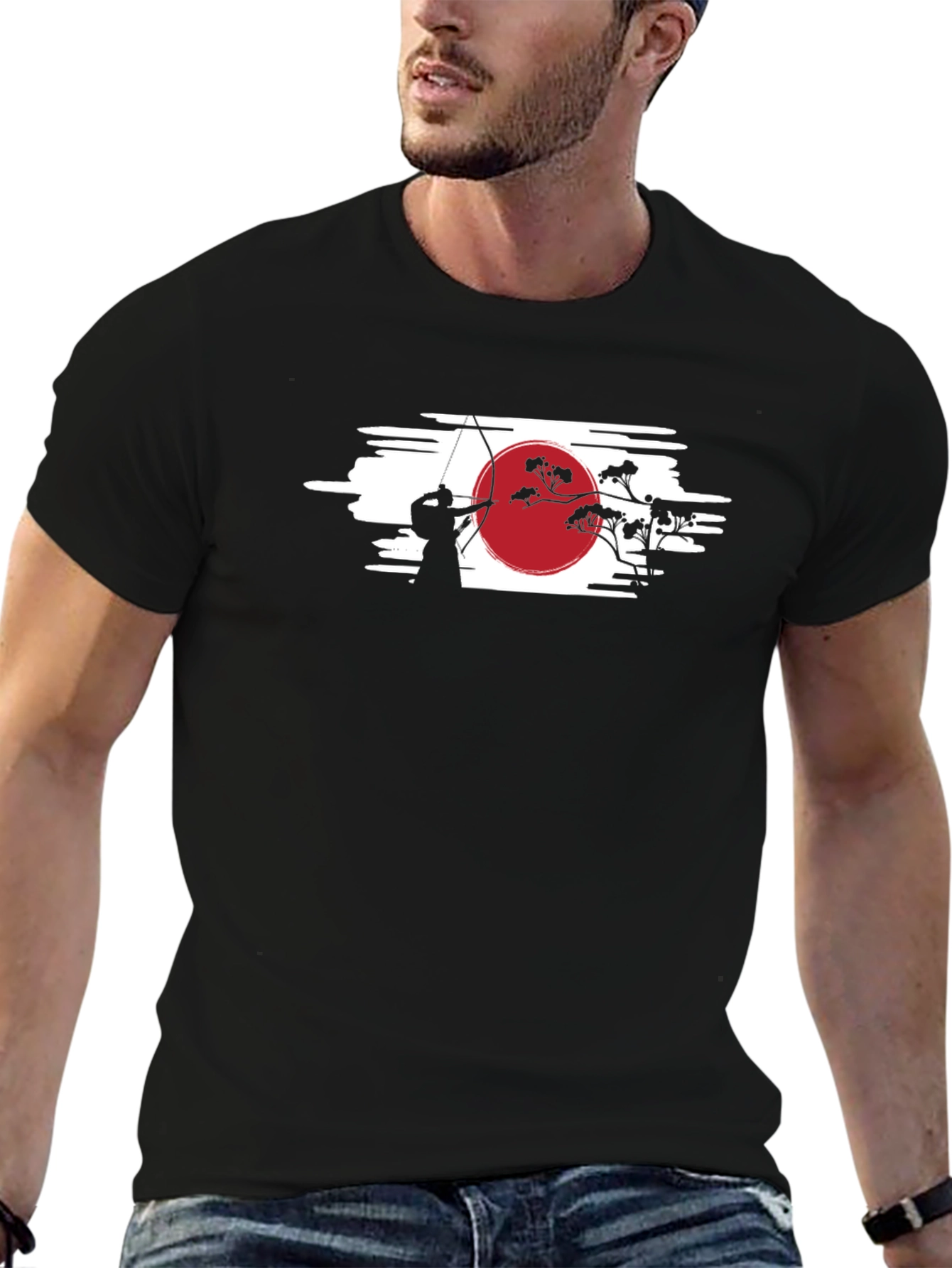 Black Japanese Archery T-Shirt - Black Cotton Tee view 6