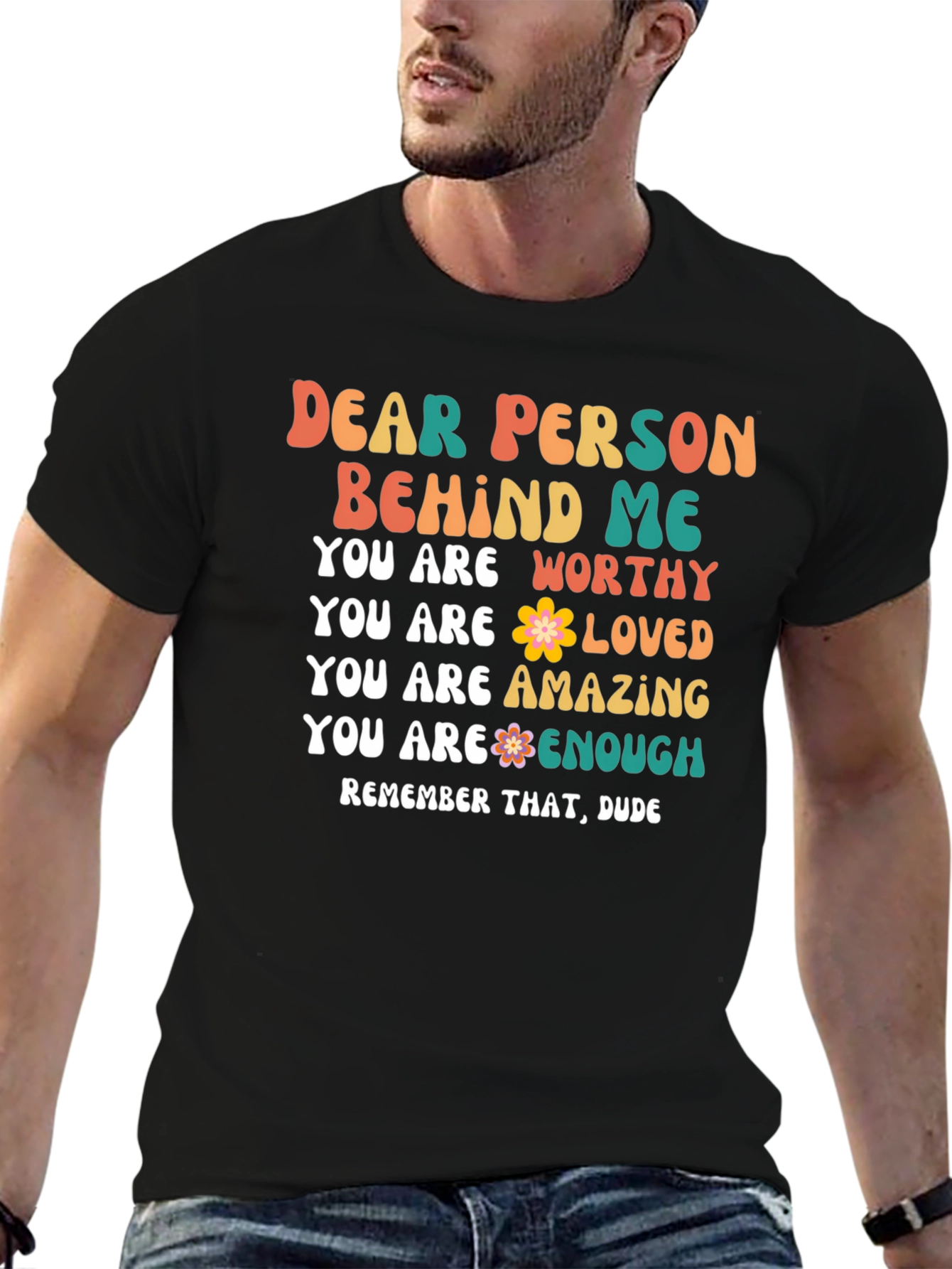 Black Dear Person Behind Me Graphic T-Shirt view 6
