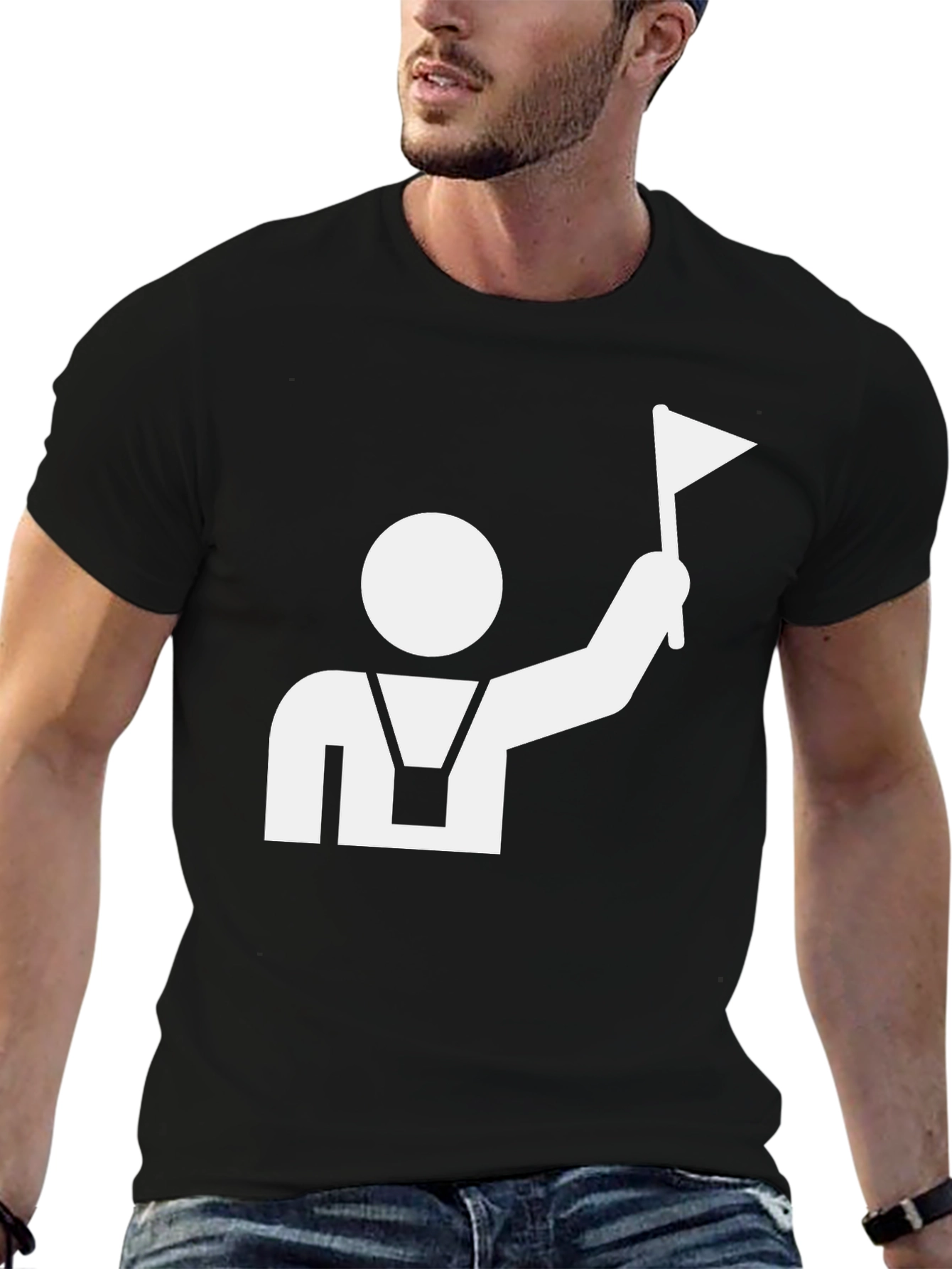 Black Black T-Shirt with Graphic Print view 6