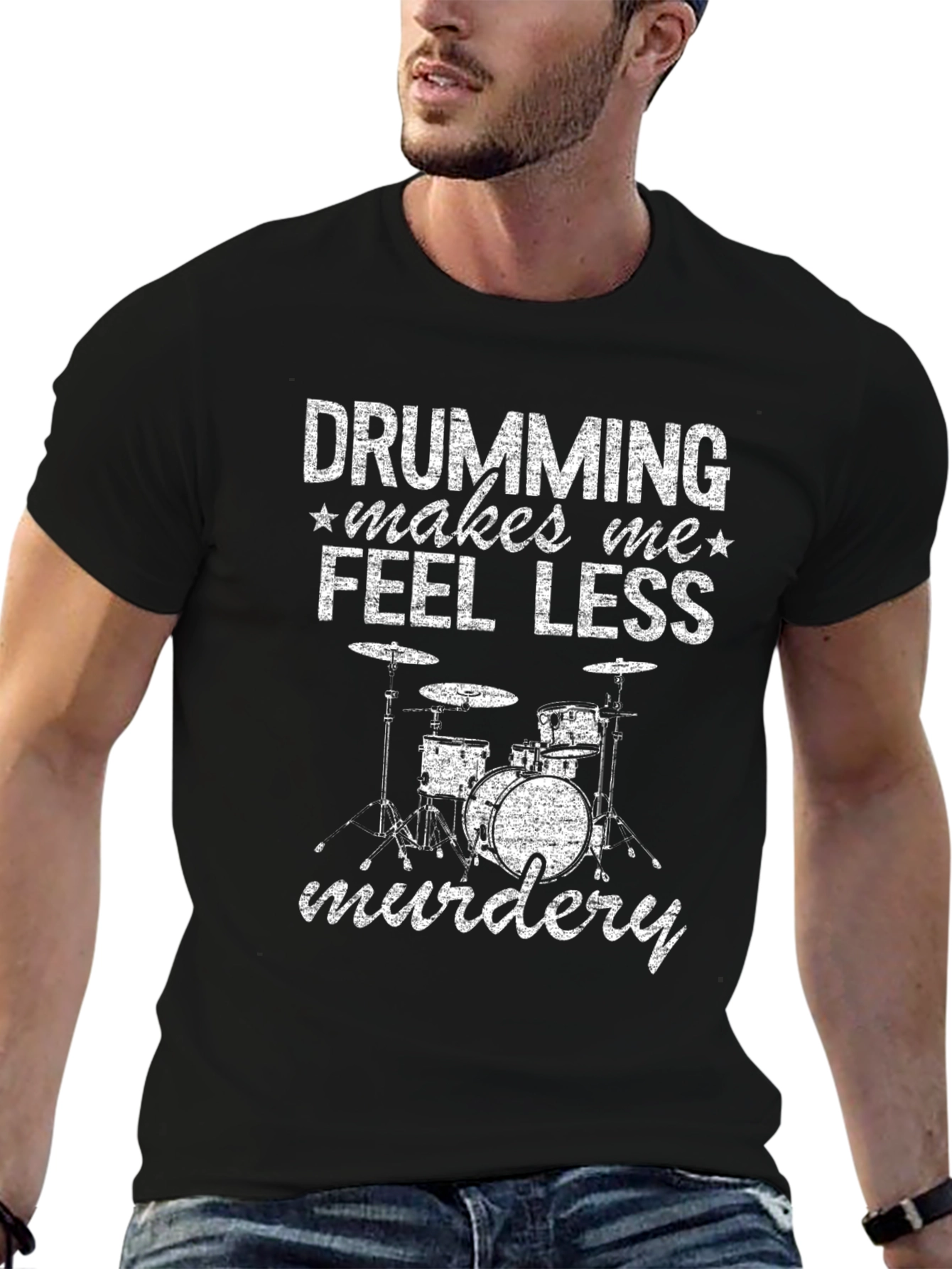 Black Drumming Makes Me Feel Less Murdery T-Shirt view 6