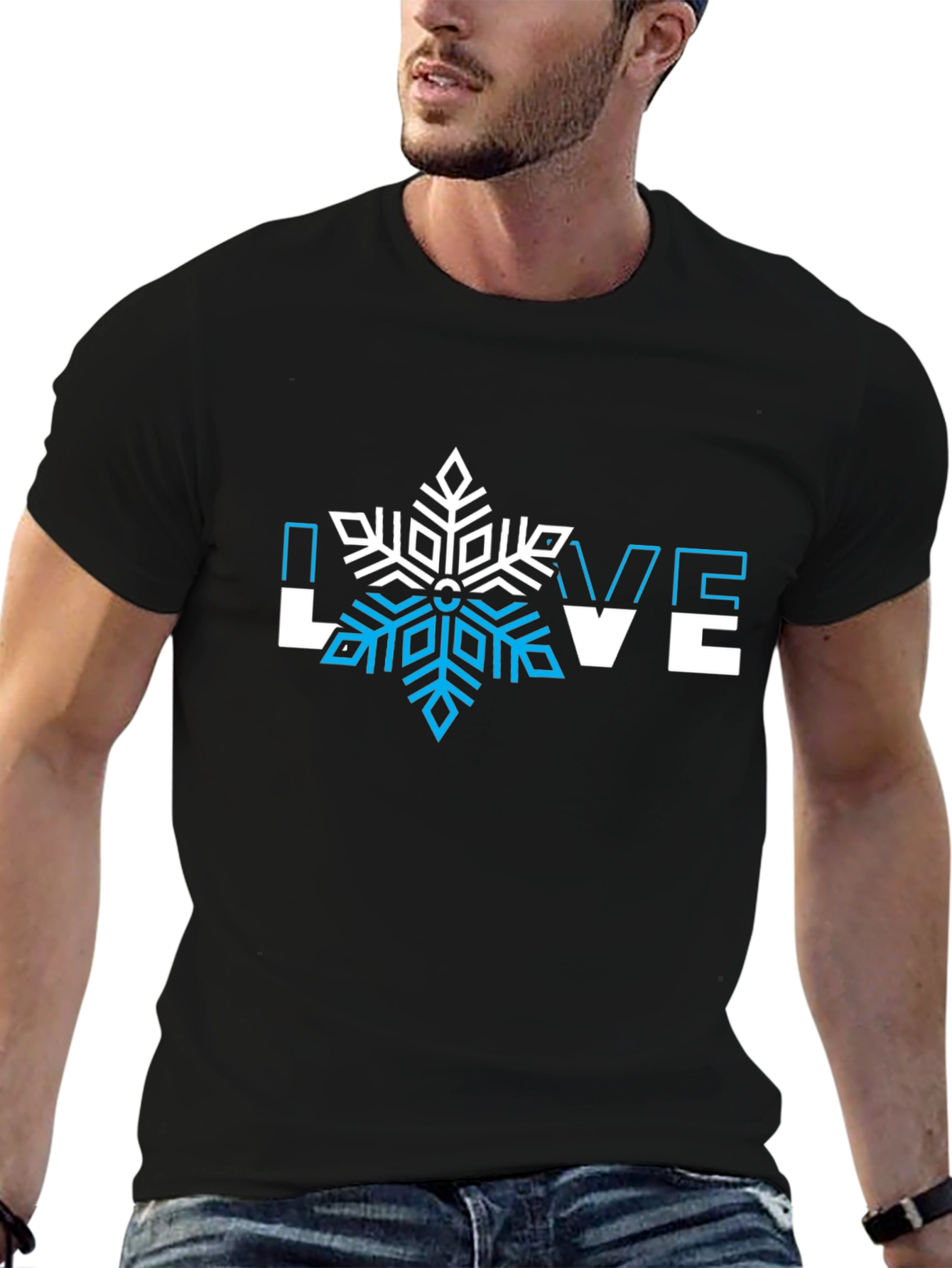 Black Winter Love Snowflake Graphic Tee - Black view 6