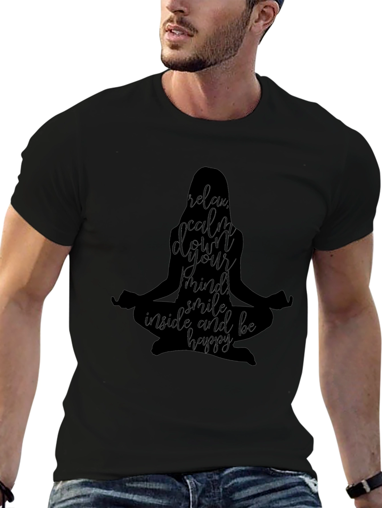 Black Relax Mind Graphic T-Shirt - Yoga Meditation Tee view 6
