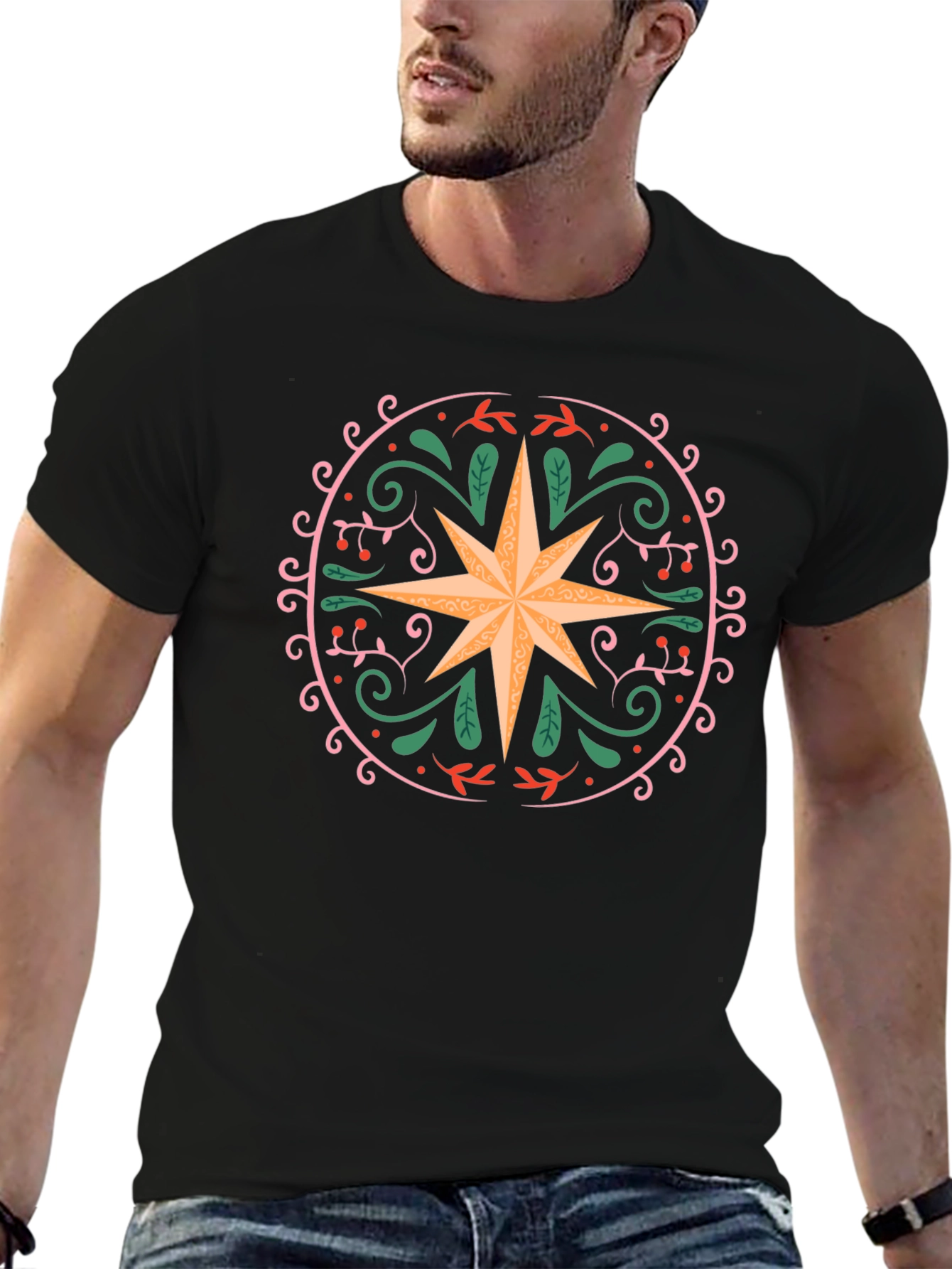 Black Ornate Star Graphic Tee - Black view 6