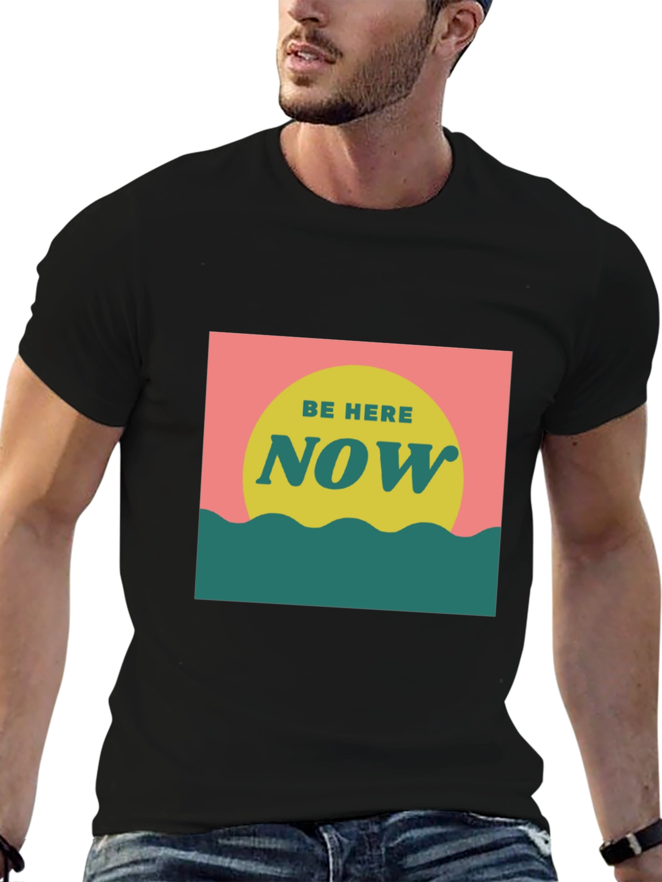 Black Be Here Now Graphic Tee - Zen Inspired Comfort view 6
