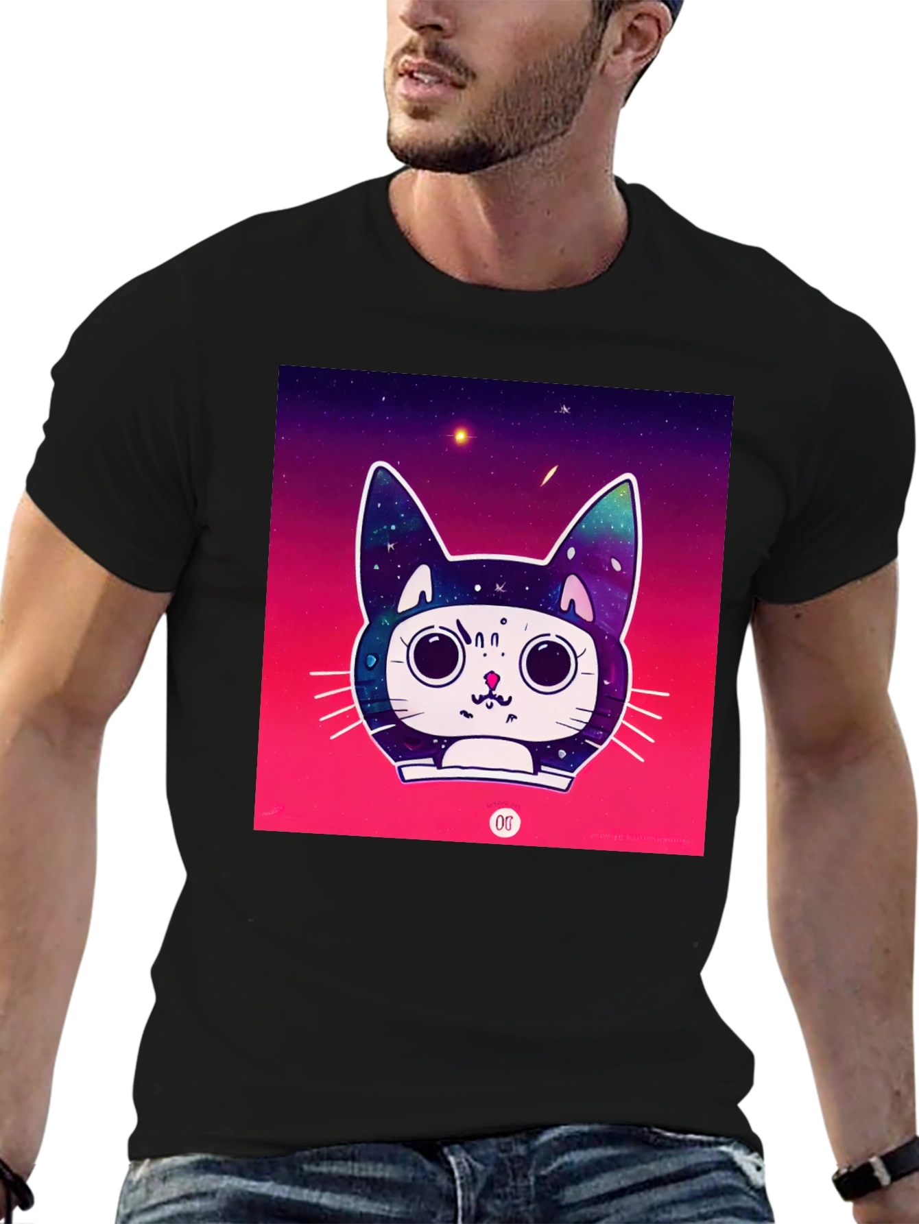 Black Space Cat Tee view 6