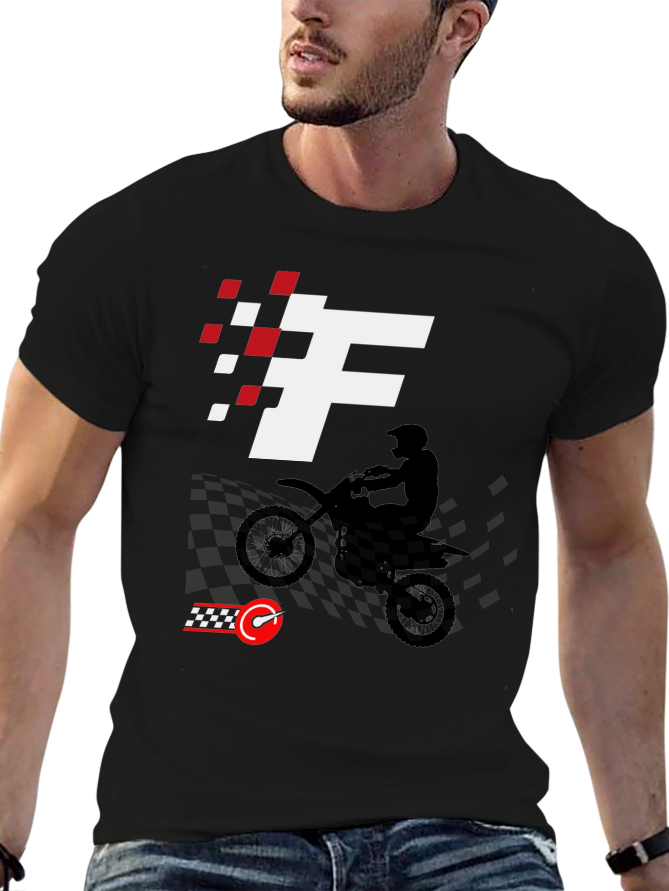Black Motocross Rider Graphic Tee - Race Ready Style view 6