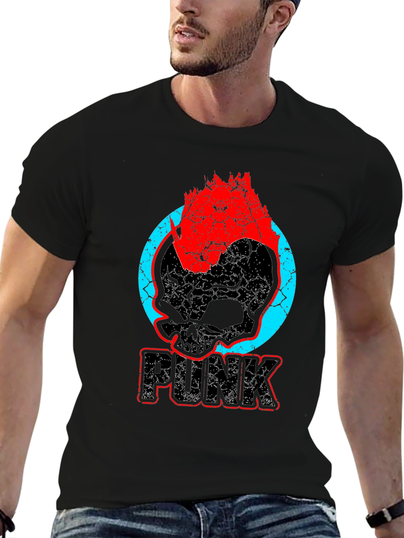 Black Punk Skull Graphic T-Shirt - Bold & Edgy Design view 6