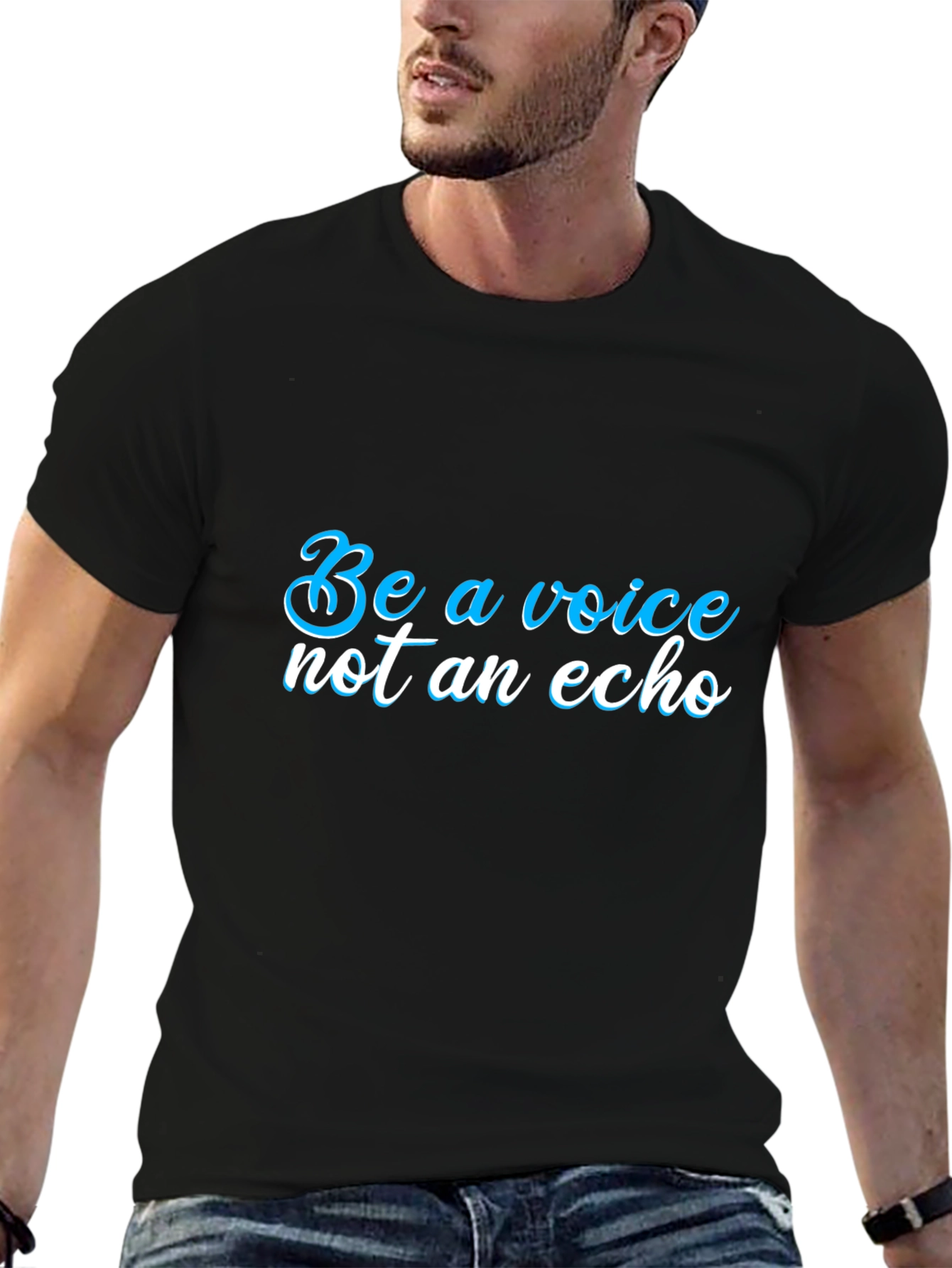 Black Be a Voice T-Shirt - Motivational Statement view 6