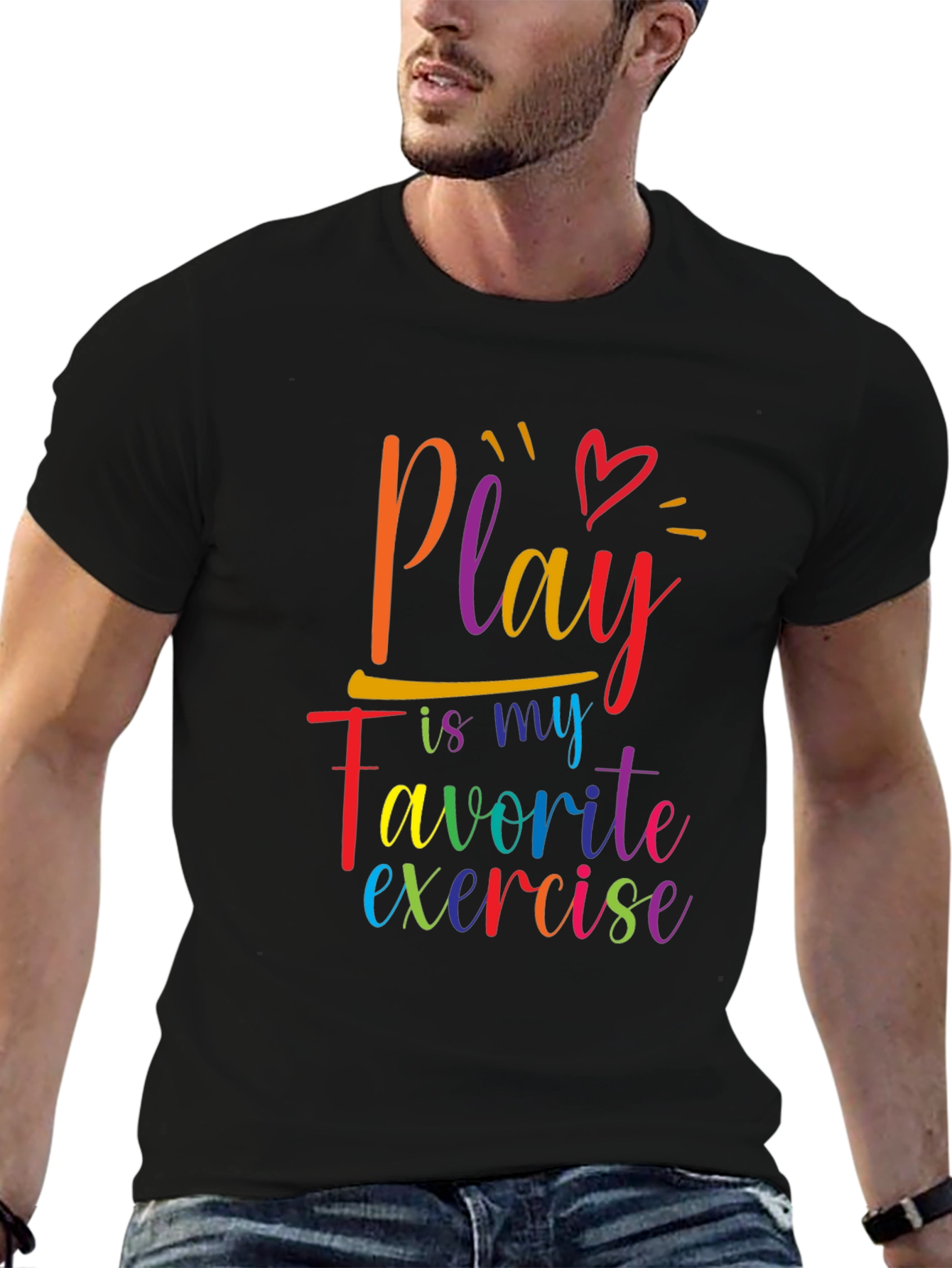 Black Play is my Favorite Exercise Rainbow T-Shirt view 6
