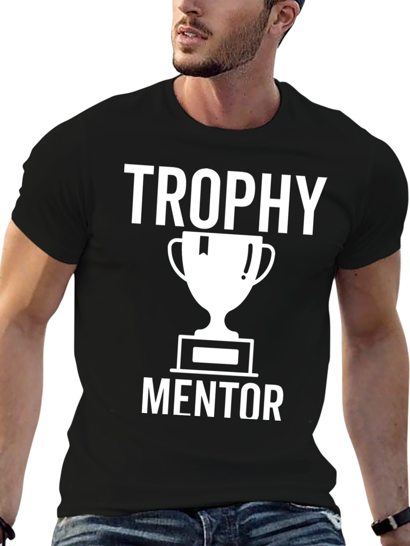Black Trophy Mentor Graphic Tee - Black Cotton T-Shirt view 6