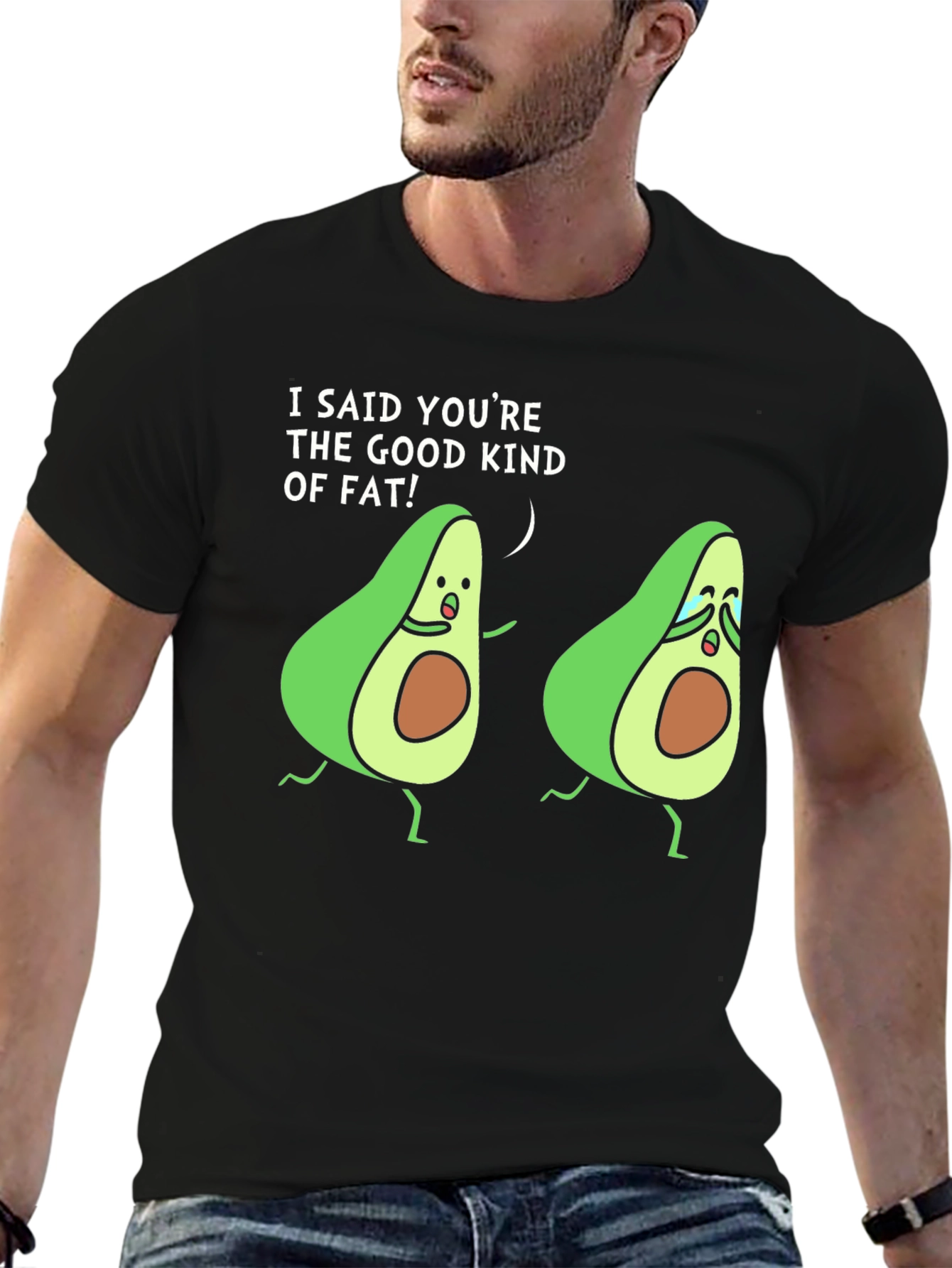 Black Avocado Humor Black T-Shirt Good Kind Of Fat view 6