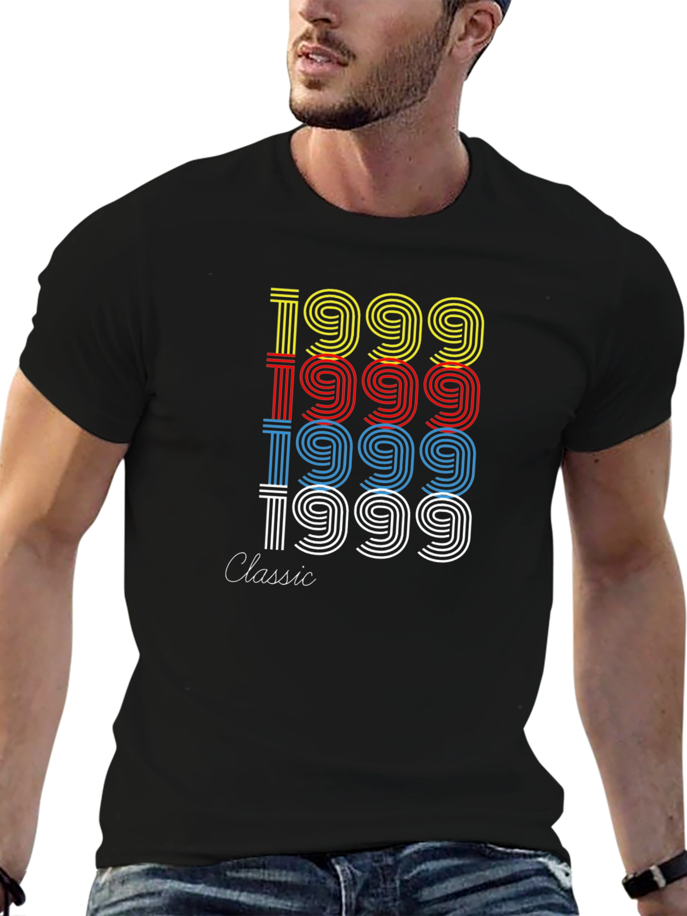Black Classic 1999 Year T-Shirt - Retro Birthday Tee view 6