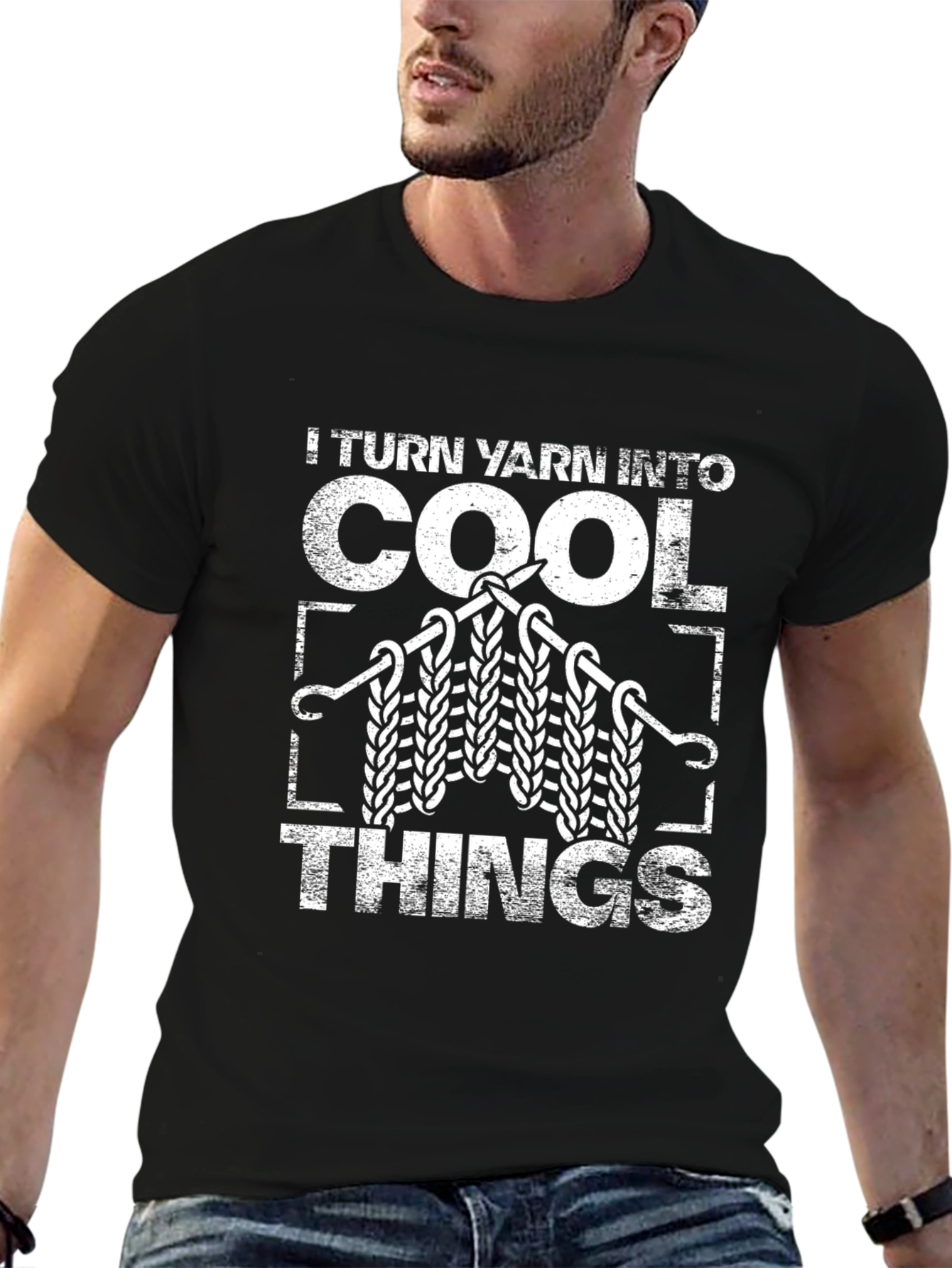 Black I Turn Yarn Into Cool Things T-Shirt view 6