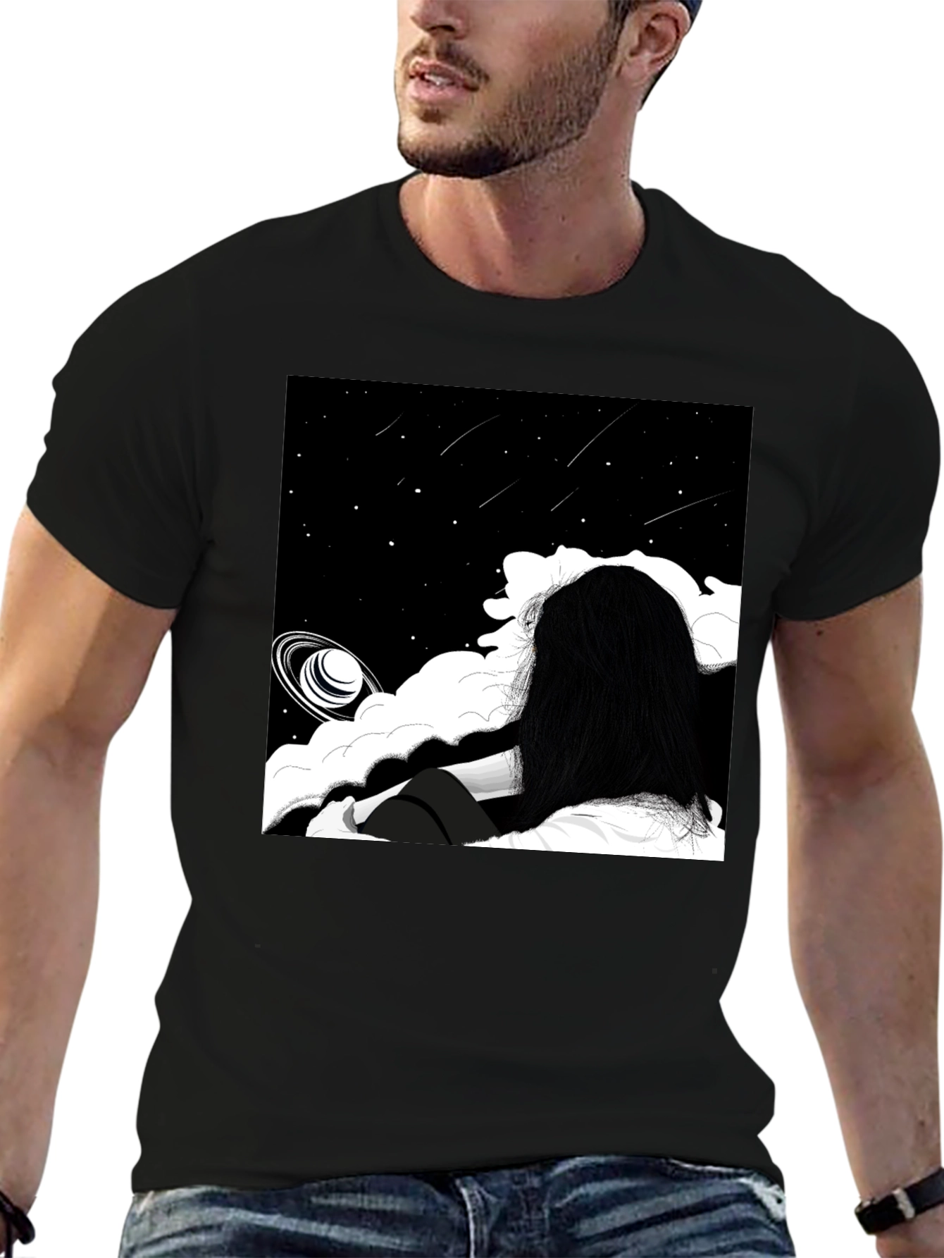 Black Cosmic Dreamscape T-Shirt view 6