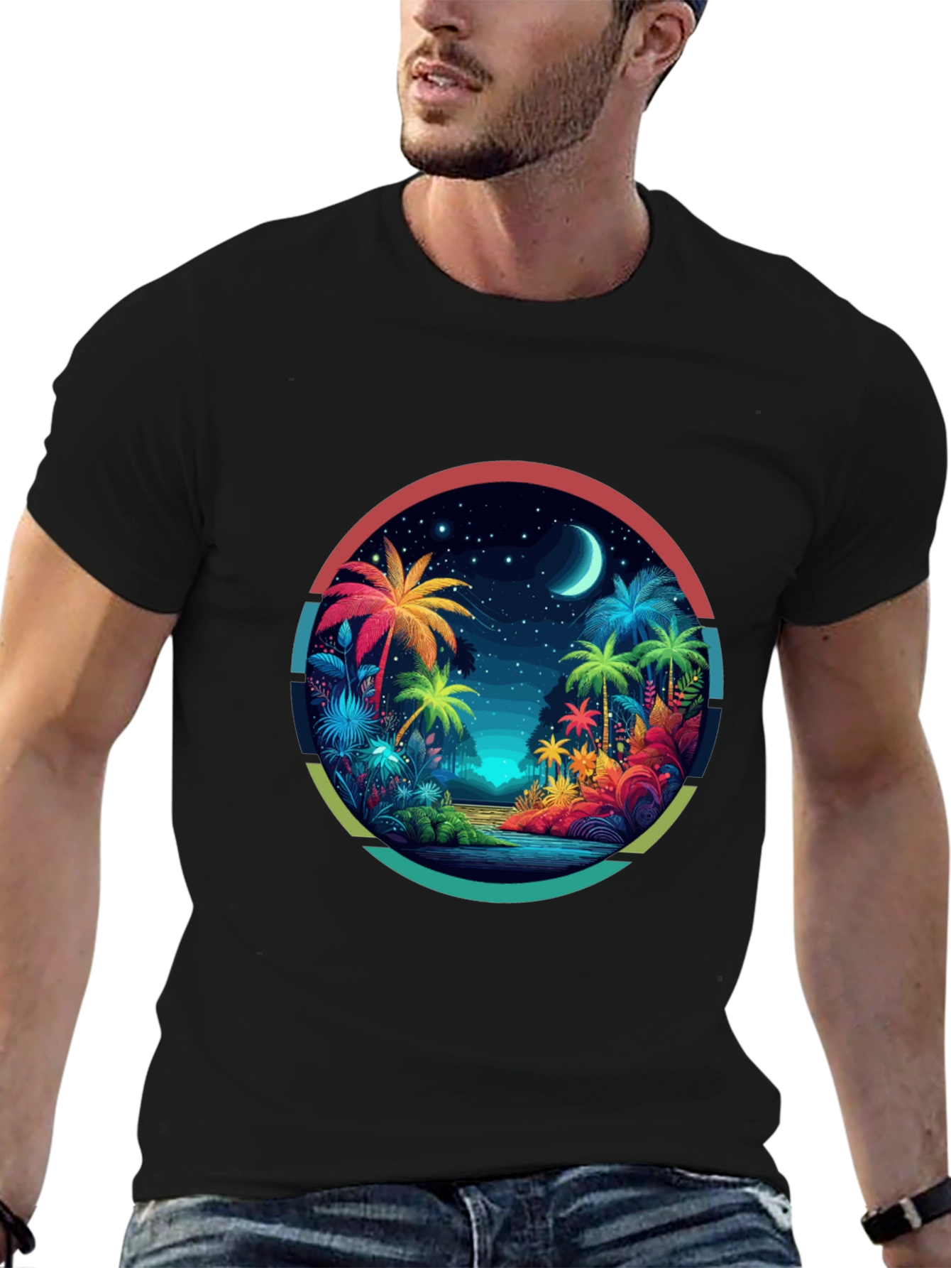 Black Tropical Palms Graphic Tee - Island Vibes view 6