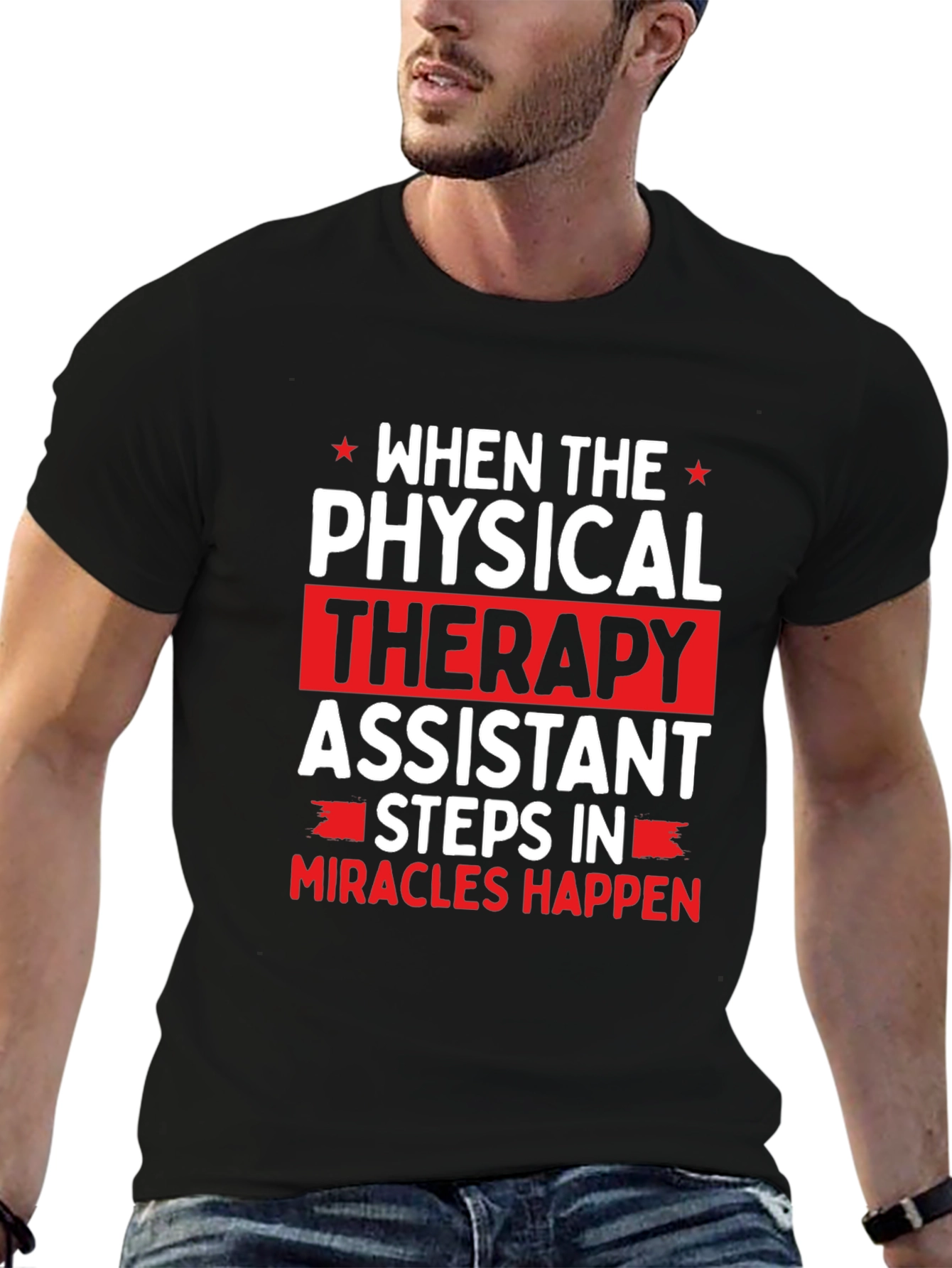 Black Physical Therapy Assistant Graphic T-Shirt view 6