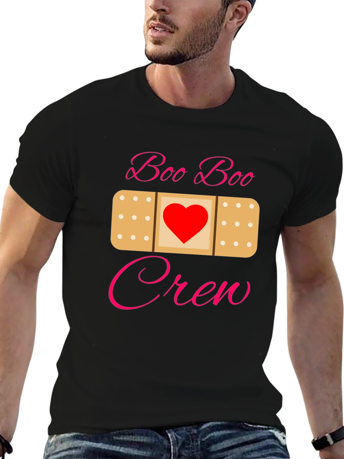 Black Boo Boo Crew Bandage Heart T-Shirt view 6