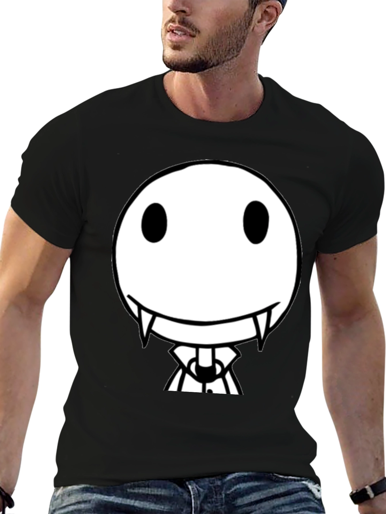 Black Spooky Smile Black T-Shirt view 6