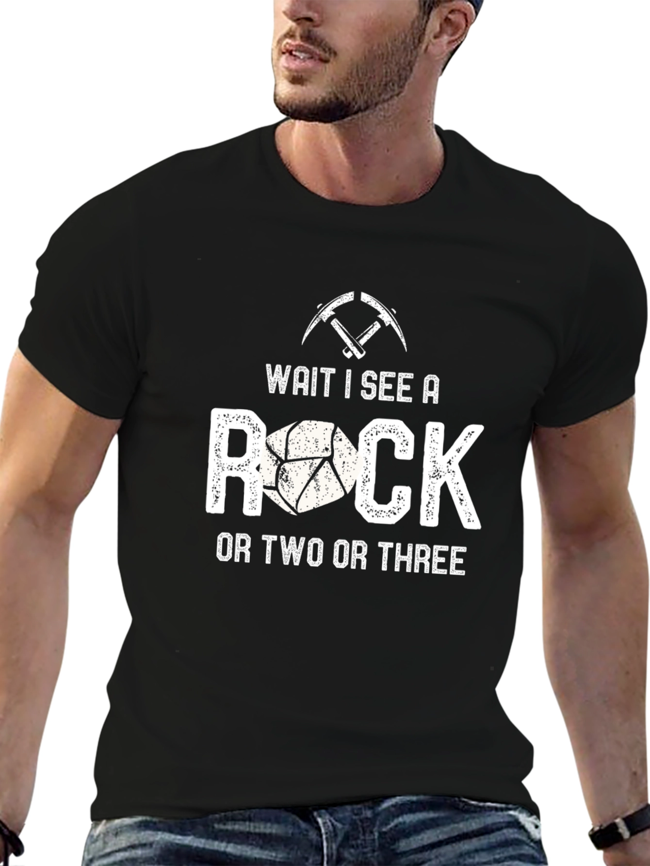 Black Wait I See a Rock T-Shirt view 6