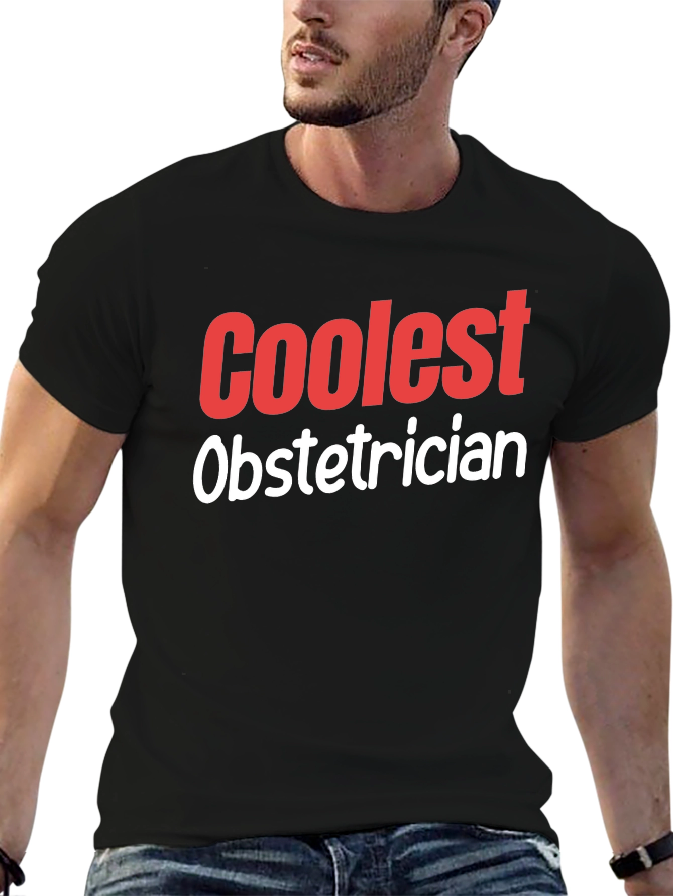 Black Coolest Obstetrician Graphic T-Shirt view 6