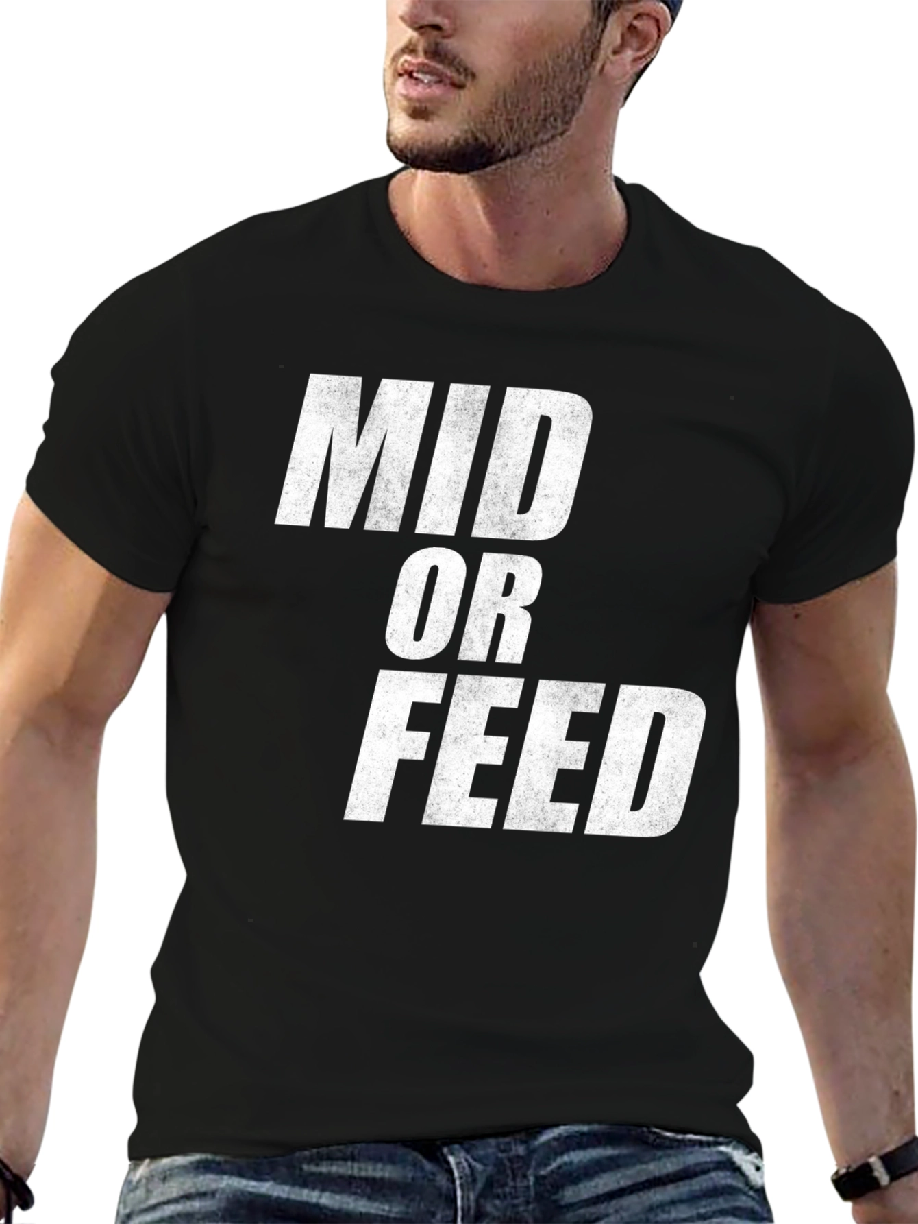 Black Mid or Feed Black Graphic Tee view 6
