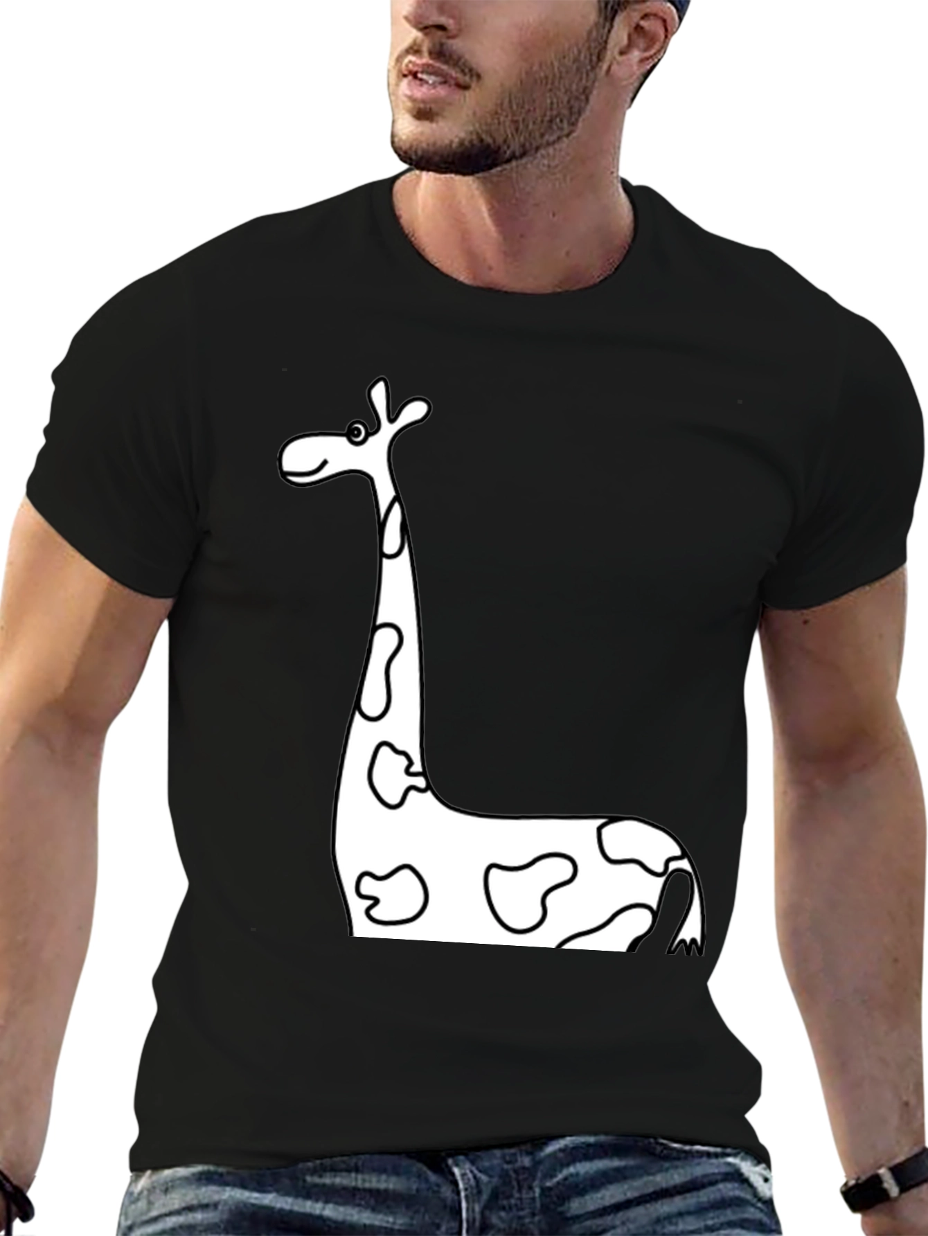 Black Black Giraffe Print T-Shirt view 6