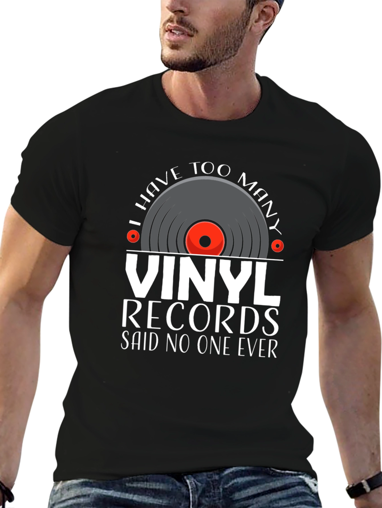 Black Vinyl Records Graphic Tee - Music Lover T-Shirt view 6