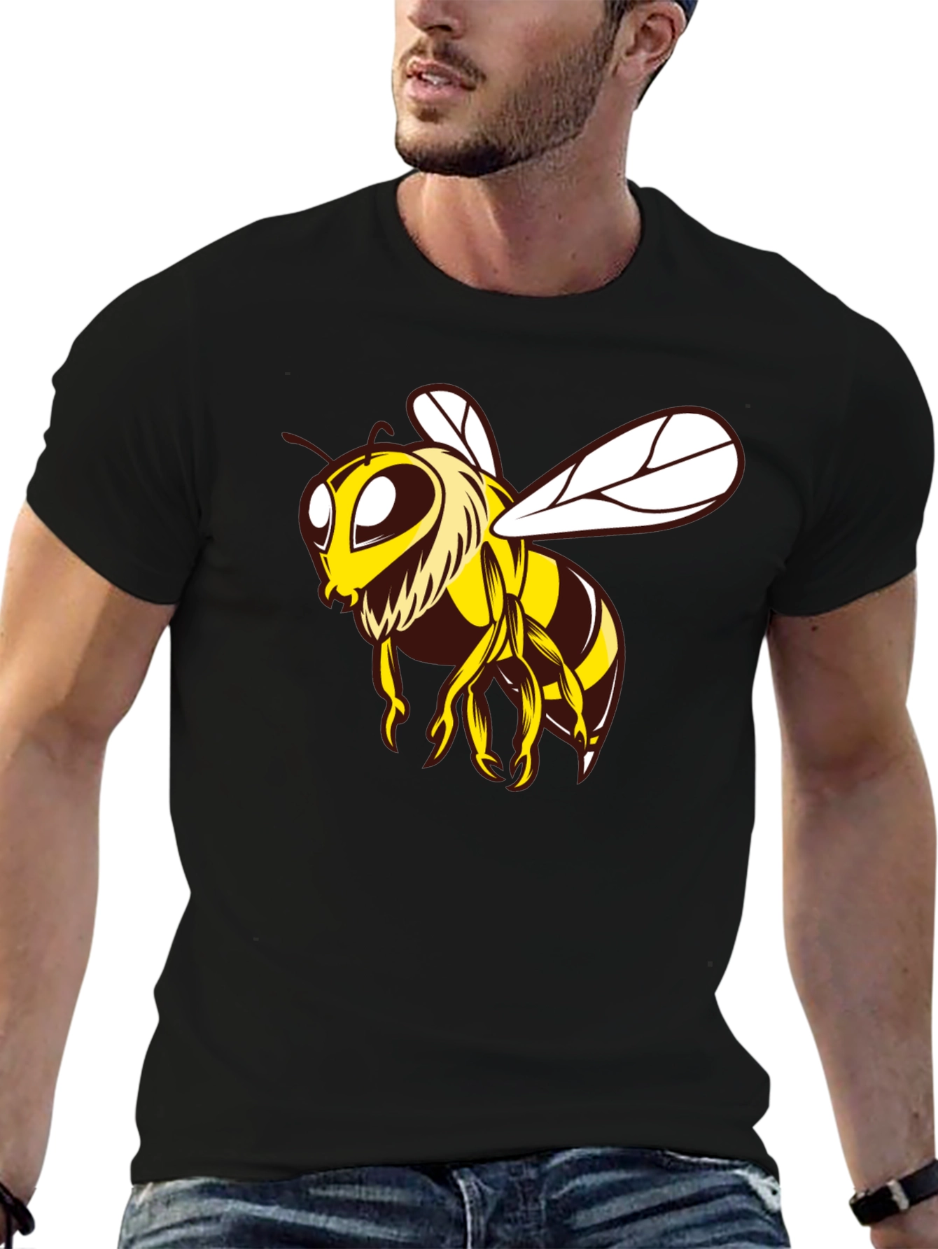 Black Bee Graphic Black T-Shirt view 6