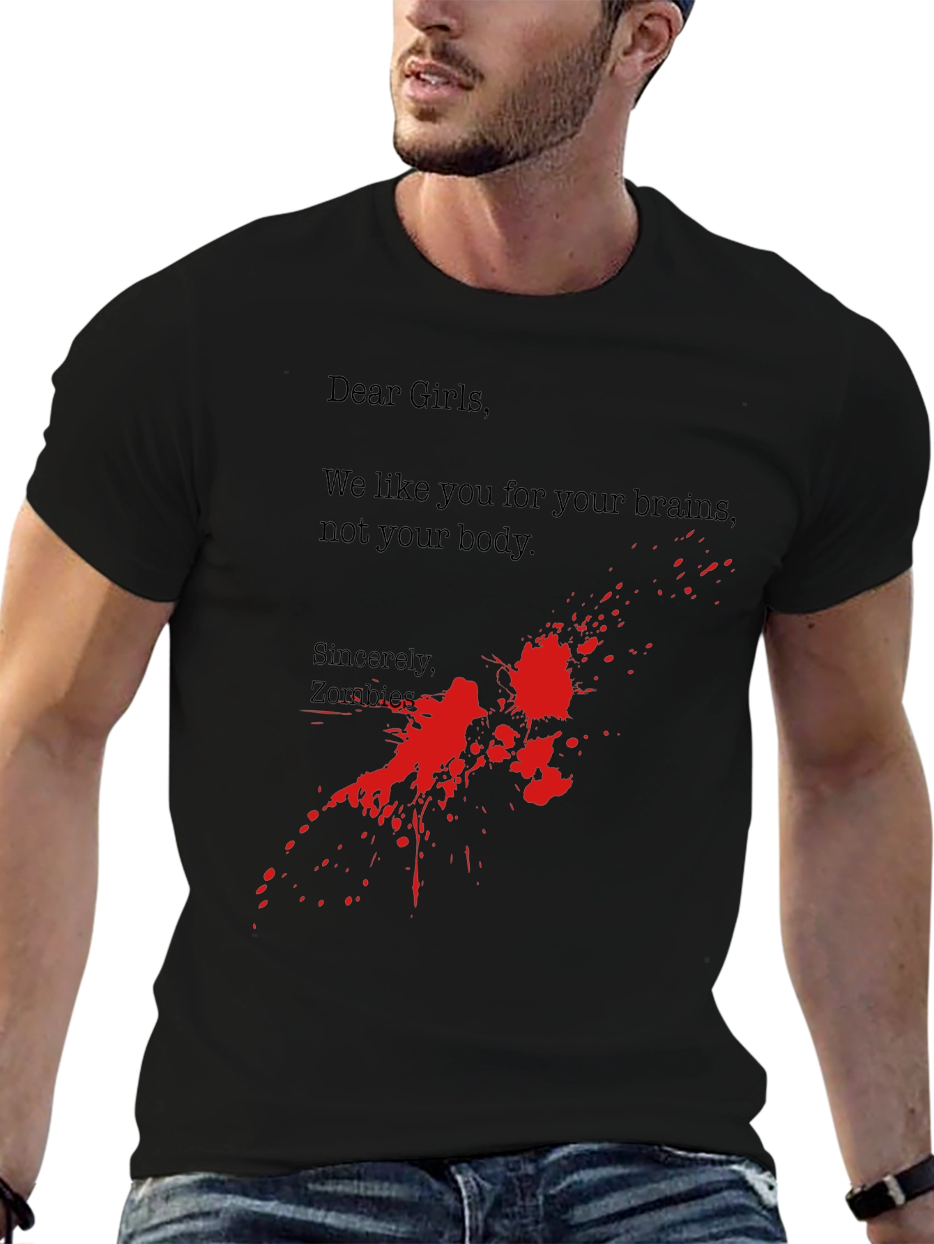 Black Zombie Brains T-Shirt - Funny Horror Tee view 6
