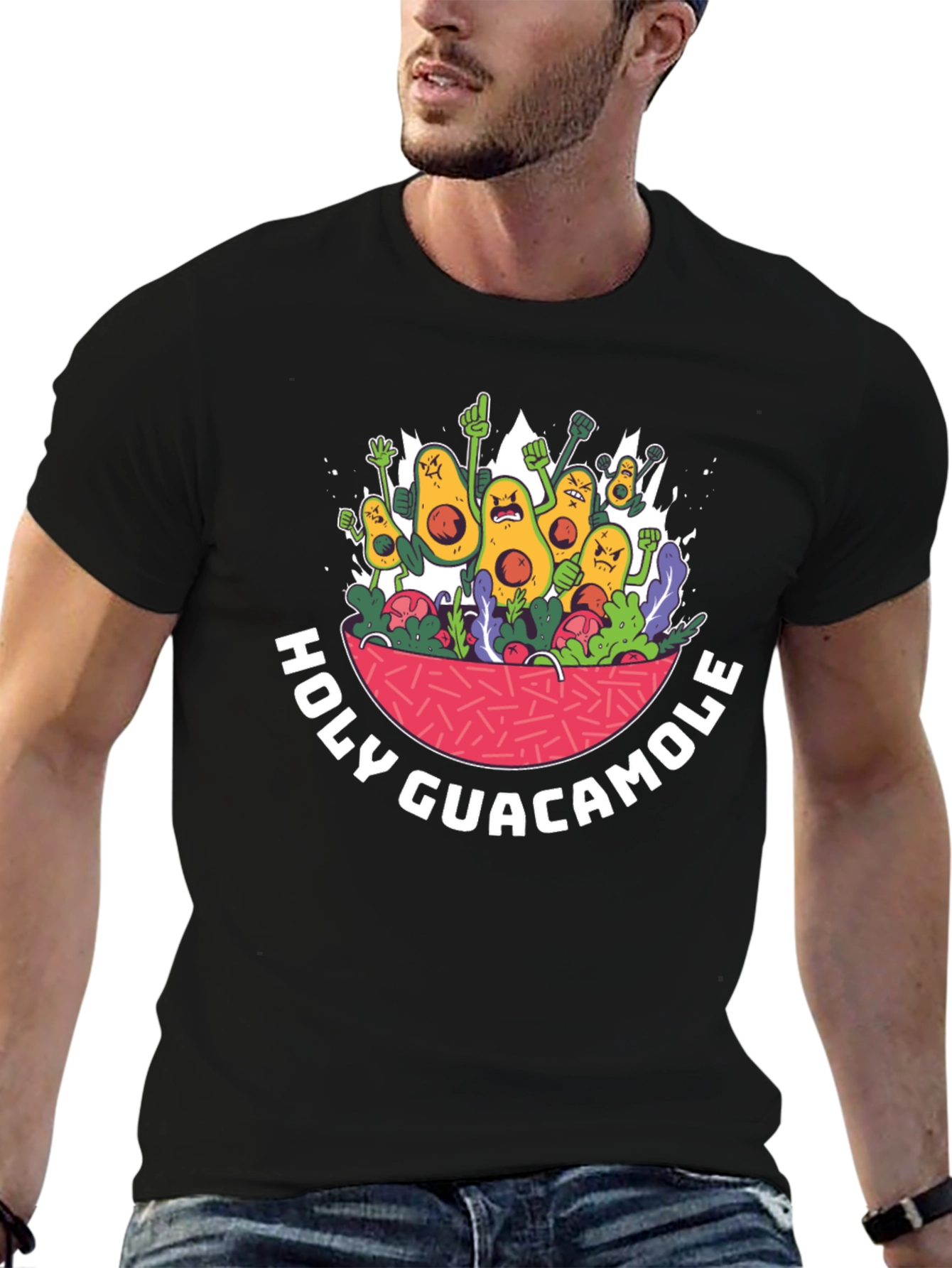 Black Holy Guacamole T-Shirt Funny Avocado Graphic Tee view 6