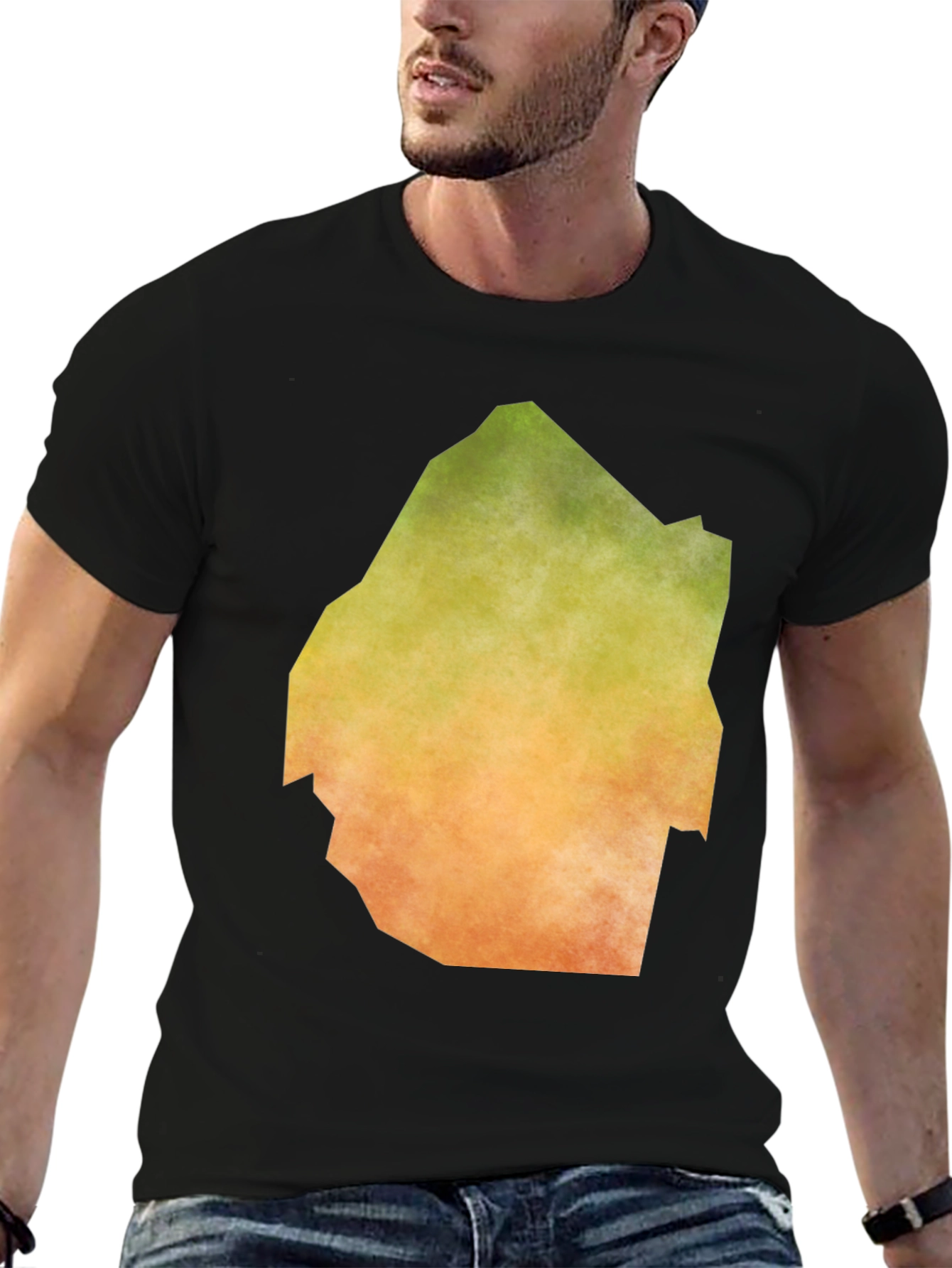 Black Abstract Graphic Tee - Stylish Men's Black T-Shirt view 6