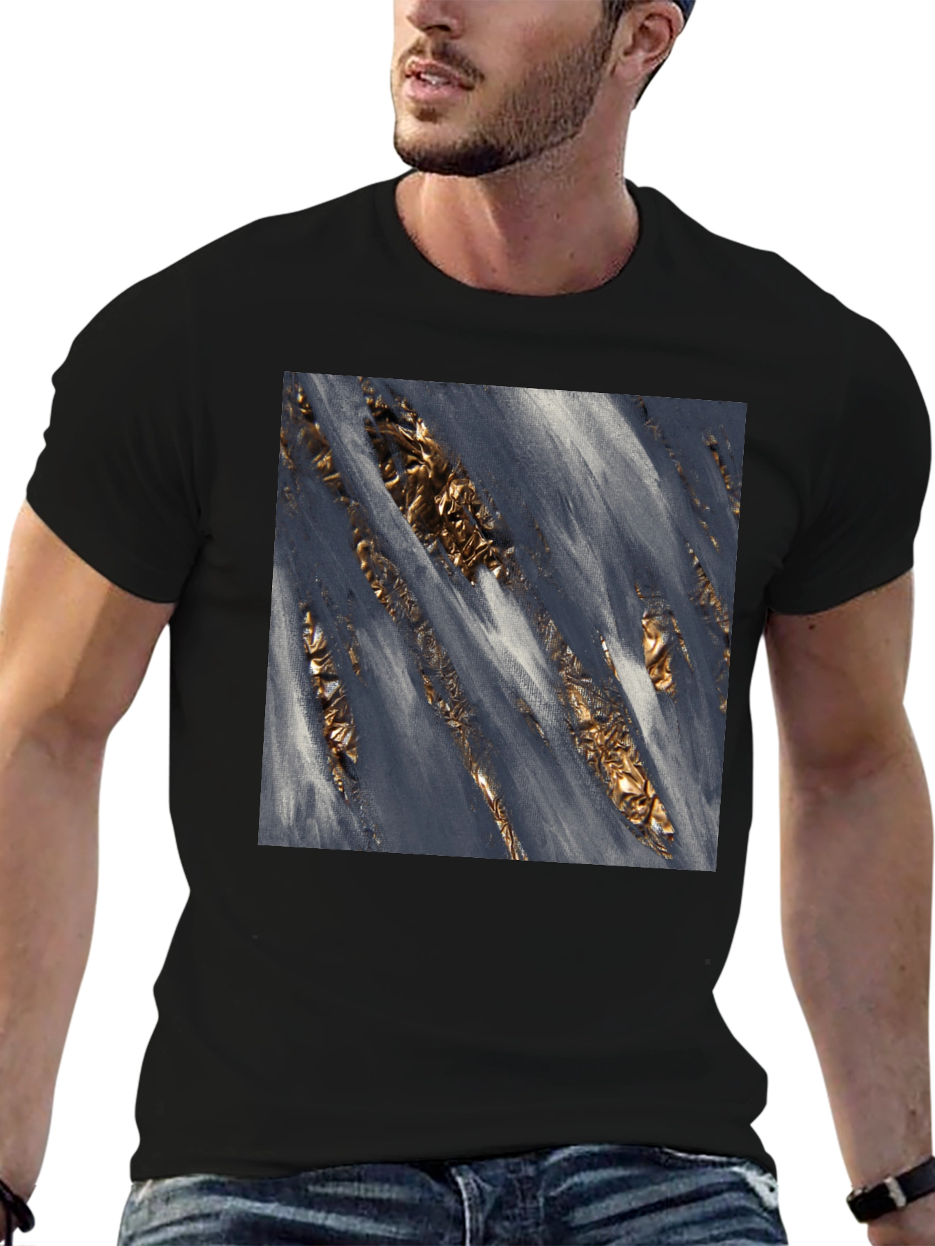 Black Abstract Art Black T-Shirt view 6