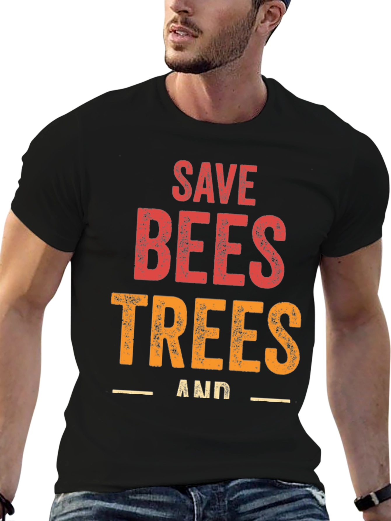 Black Save Bees and Trees Graphic T-Shirt view 6