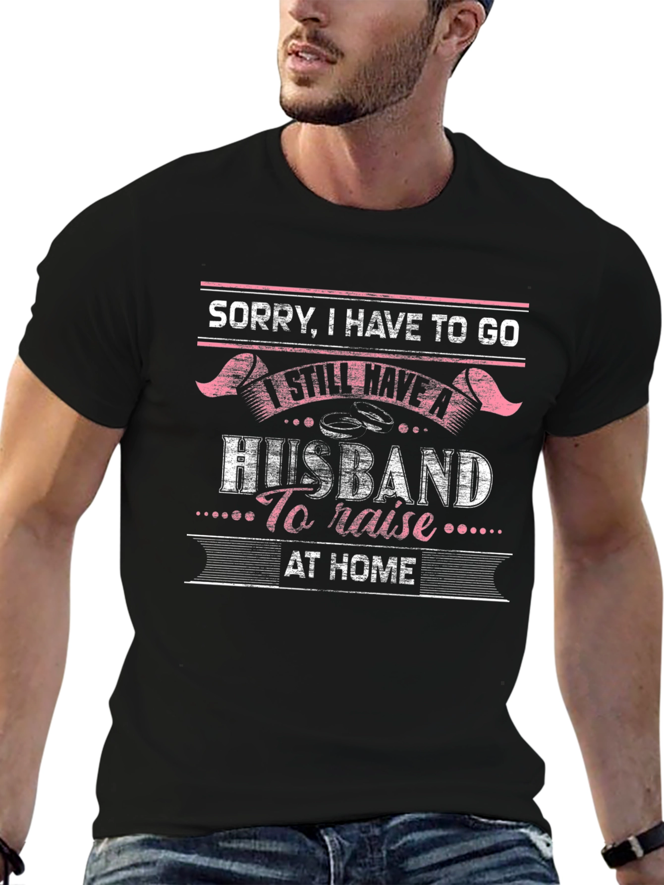 Black Funny Husband Raising T-Shirt view 6