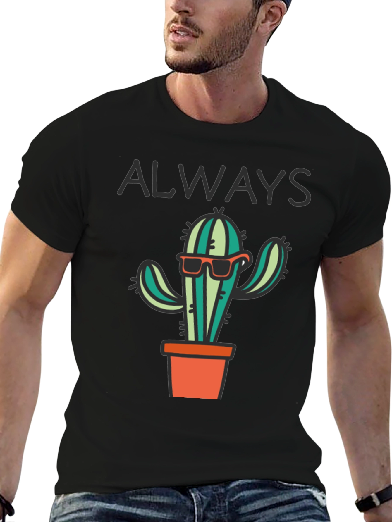 Black Cool Cactus T-Shirt view 6