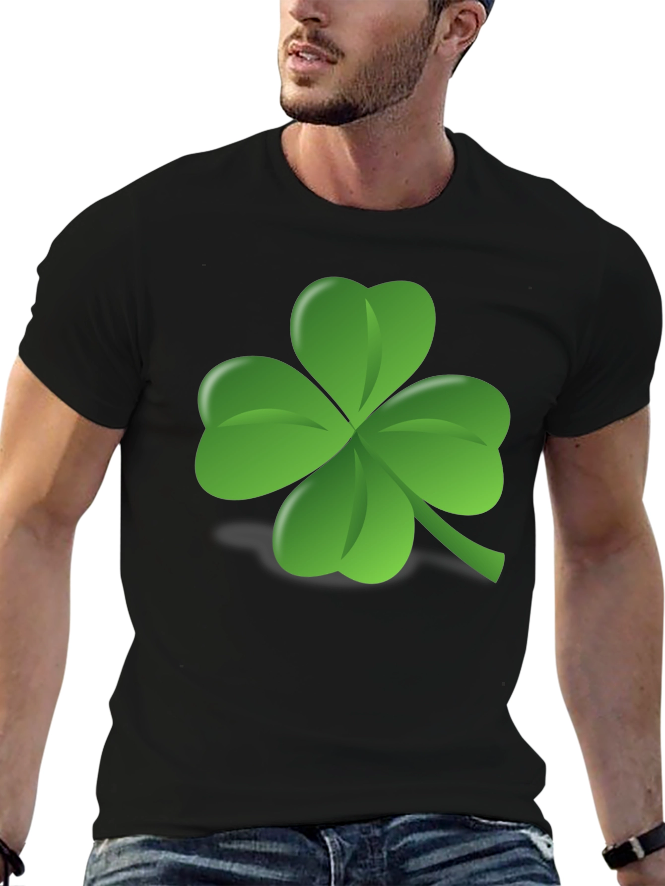 Black Lucky Clover Black T-Shirt view 6