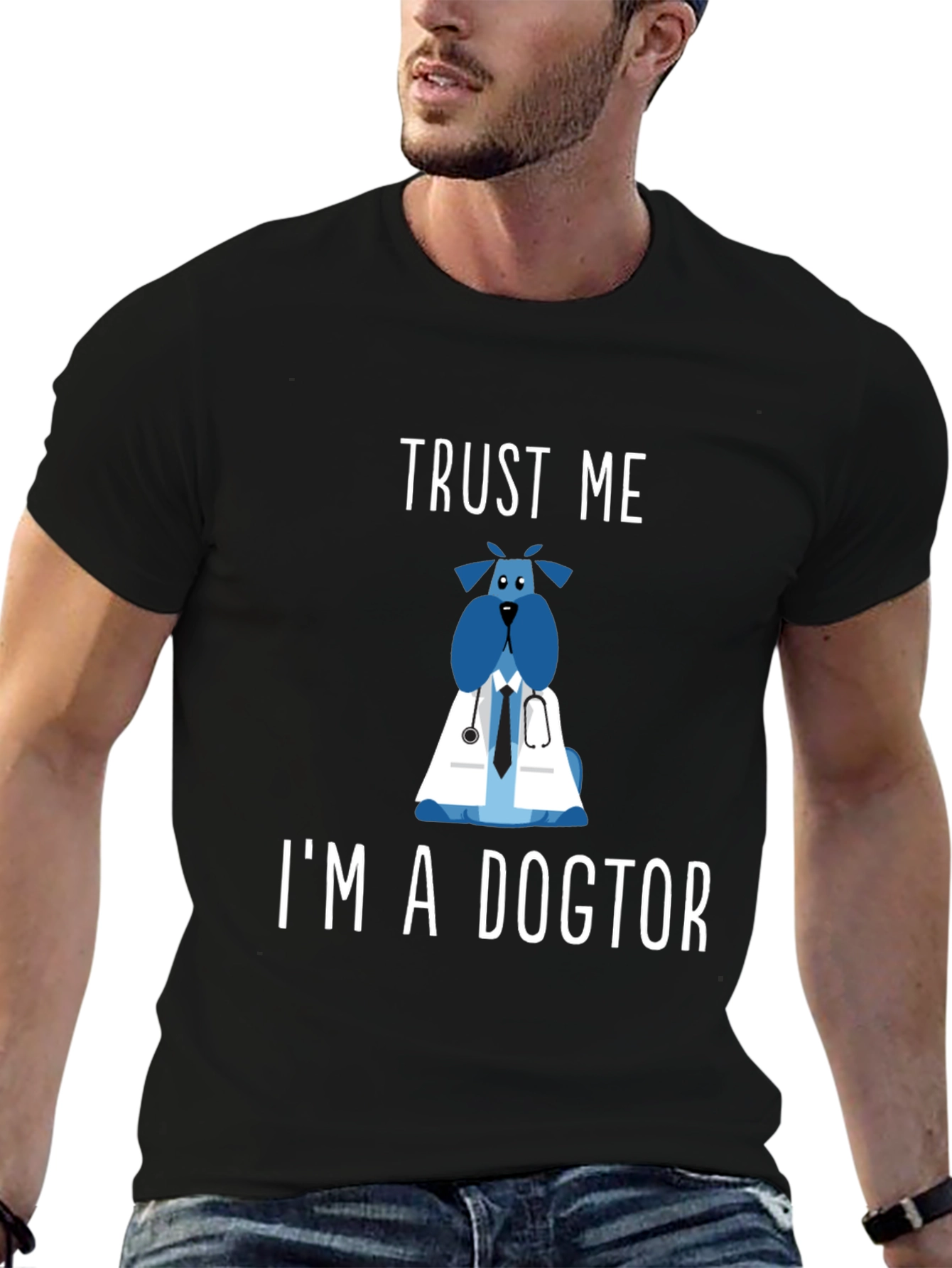 Black Trust Me I'm a Dogtor T-Shirt view 6