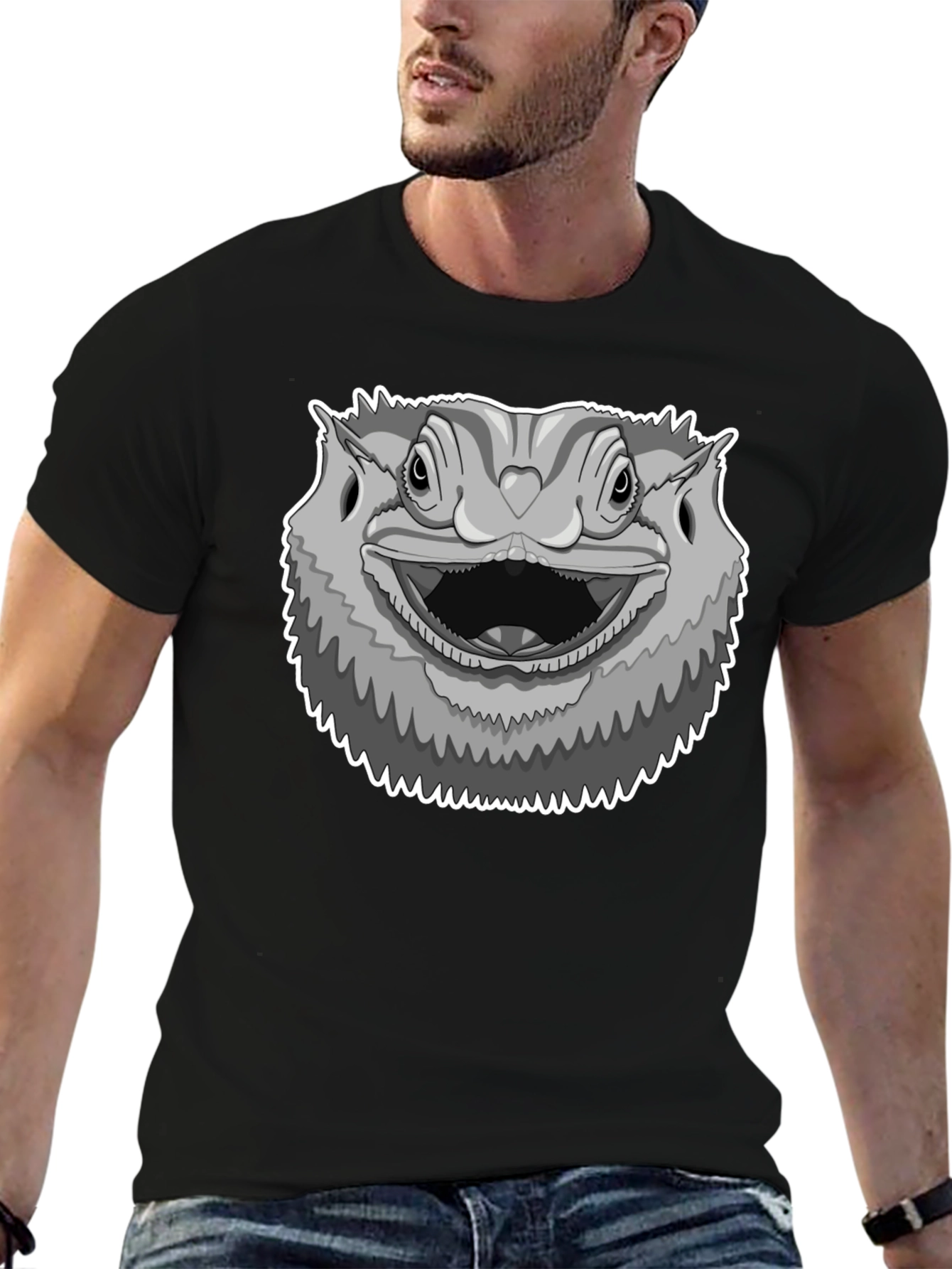 Black Bearded Dragon Graphic Tee - Unisex Black T-Shirt view 6