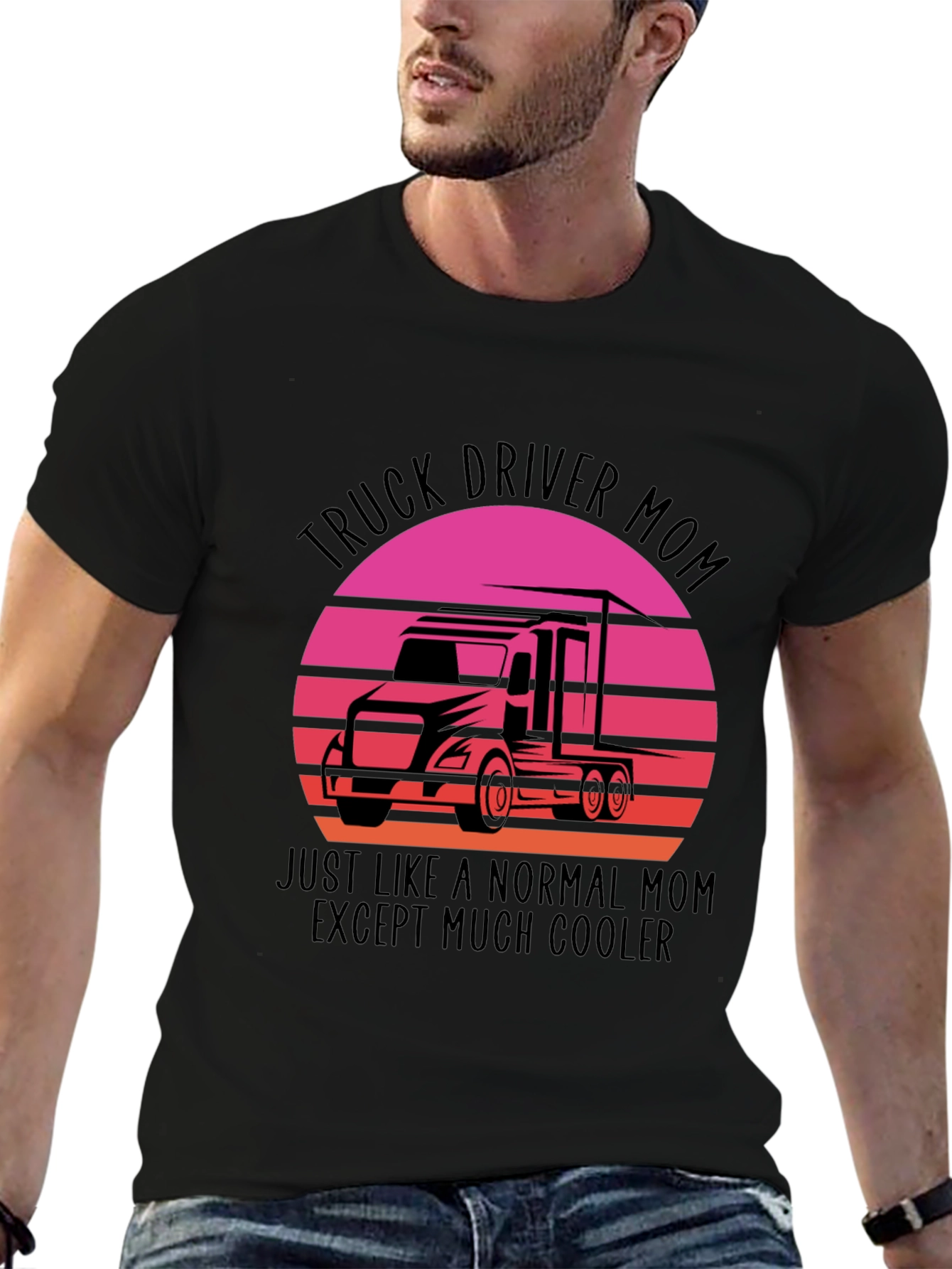 Black Truck Driver Mom Graphic Tee - Cool Mom Shirt view 6