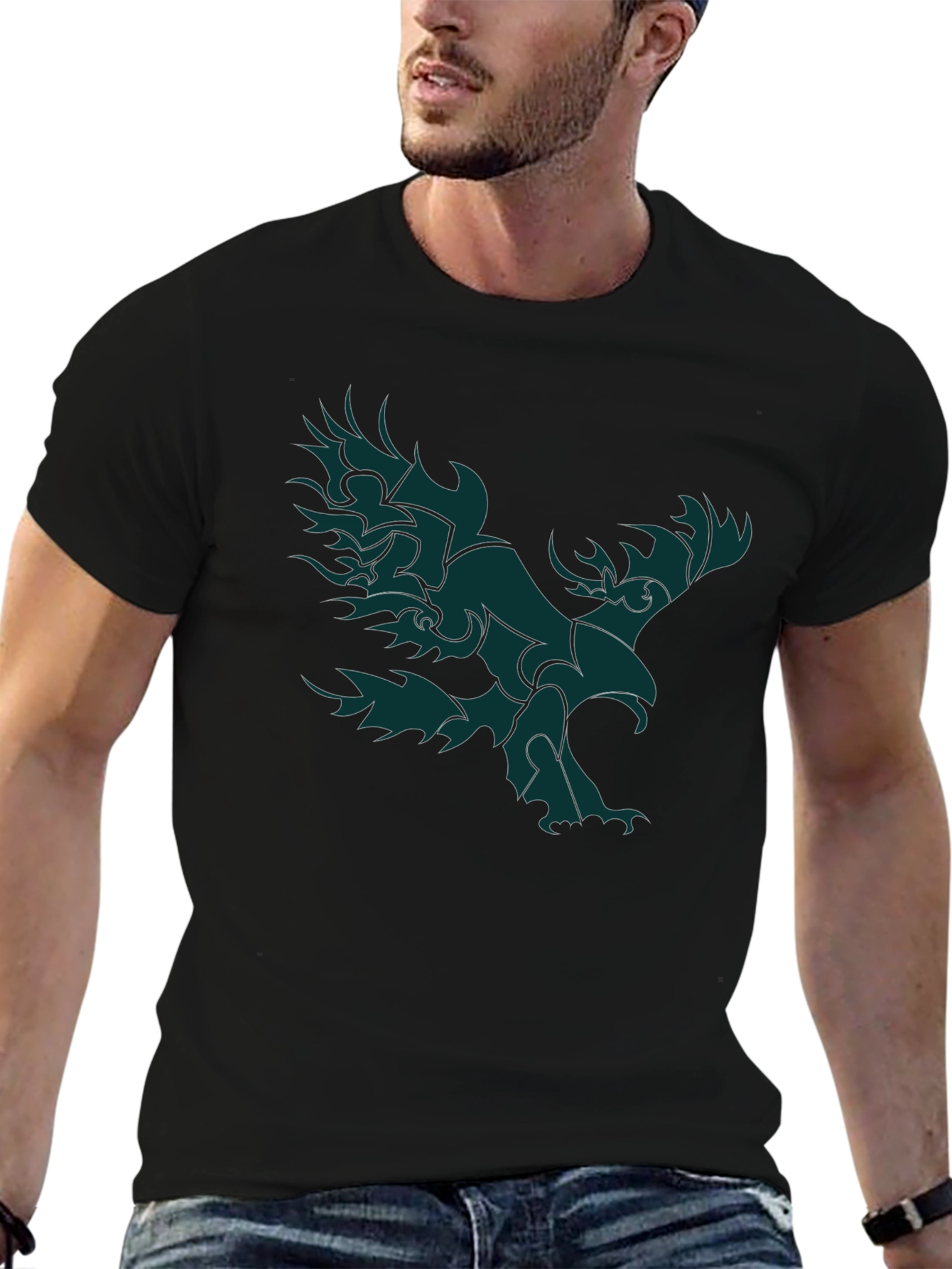 Black Black Eagle Graphic Tee - Men's Stylish Casual Top view 6