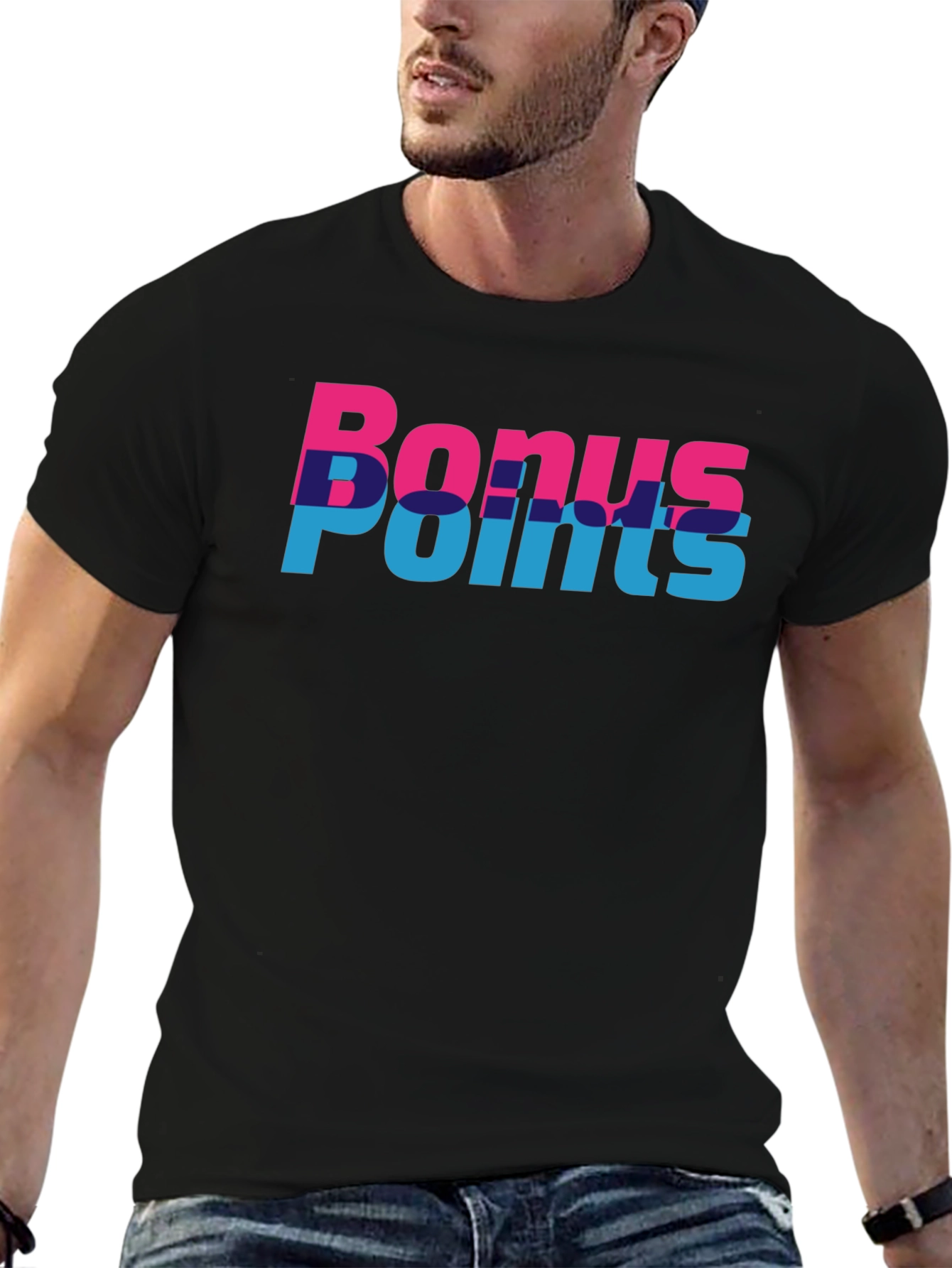 Black Bonus Points Graphic Tee - Black Cotton Shirt view 6