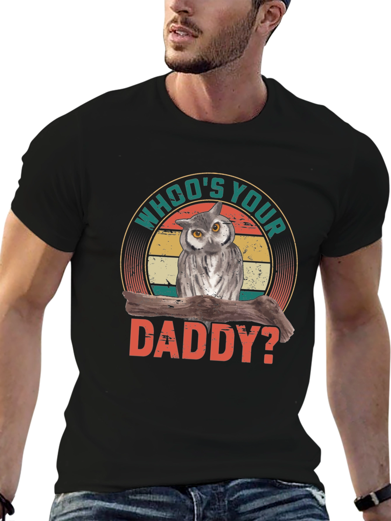 Black Who's Your Daddy Owl Graphic Tee - Vintage Style view 6