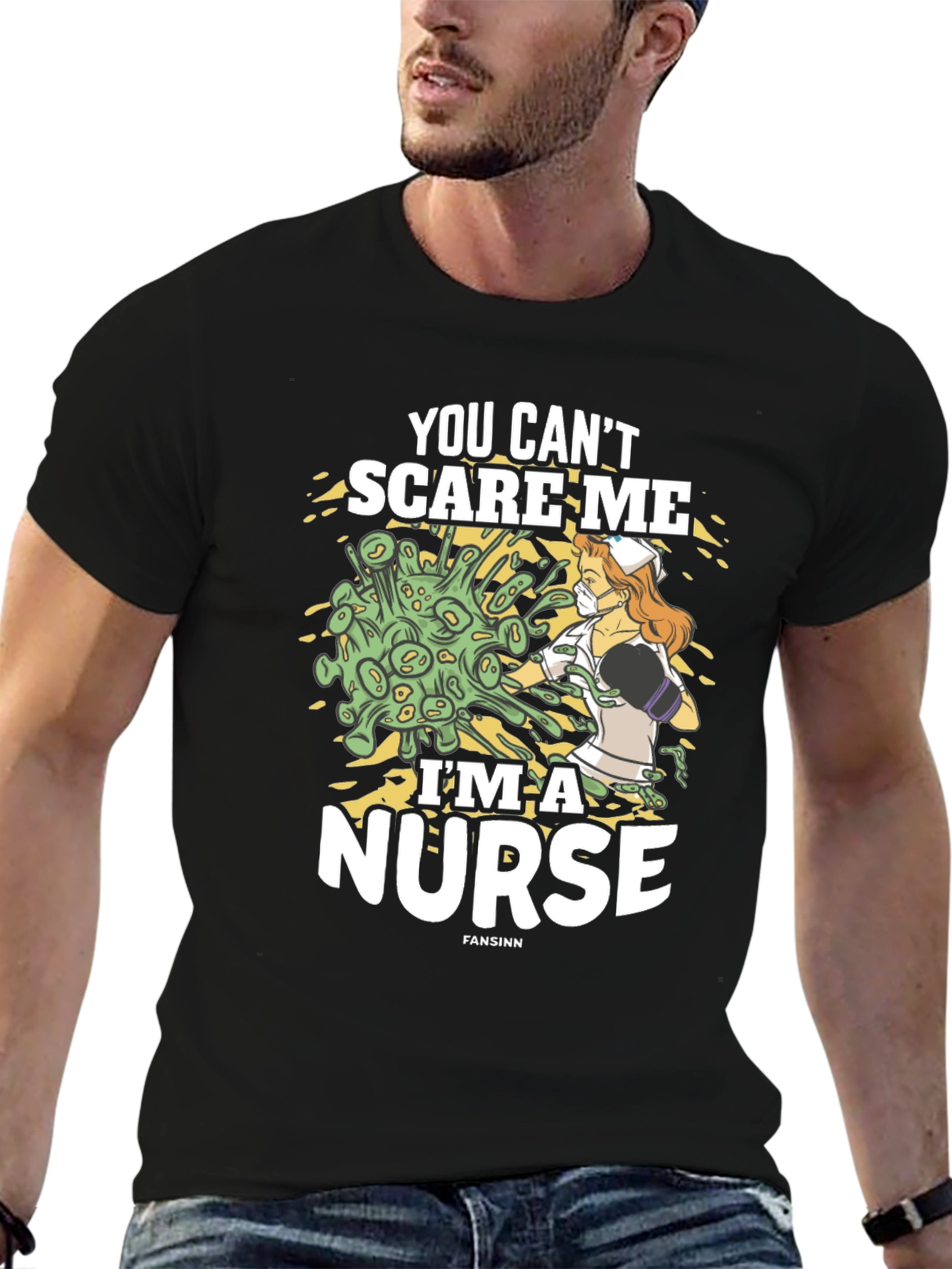 Black You Can't Scare Me I'm a Nurse Graphic Tee view 6