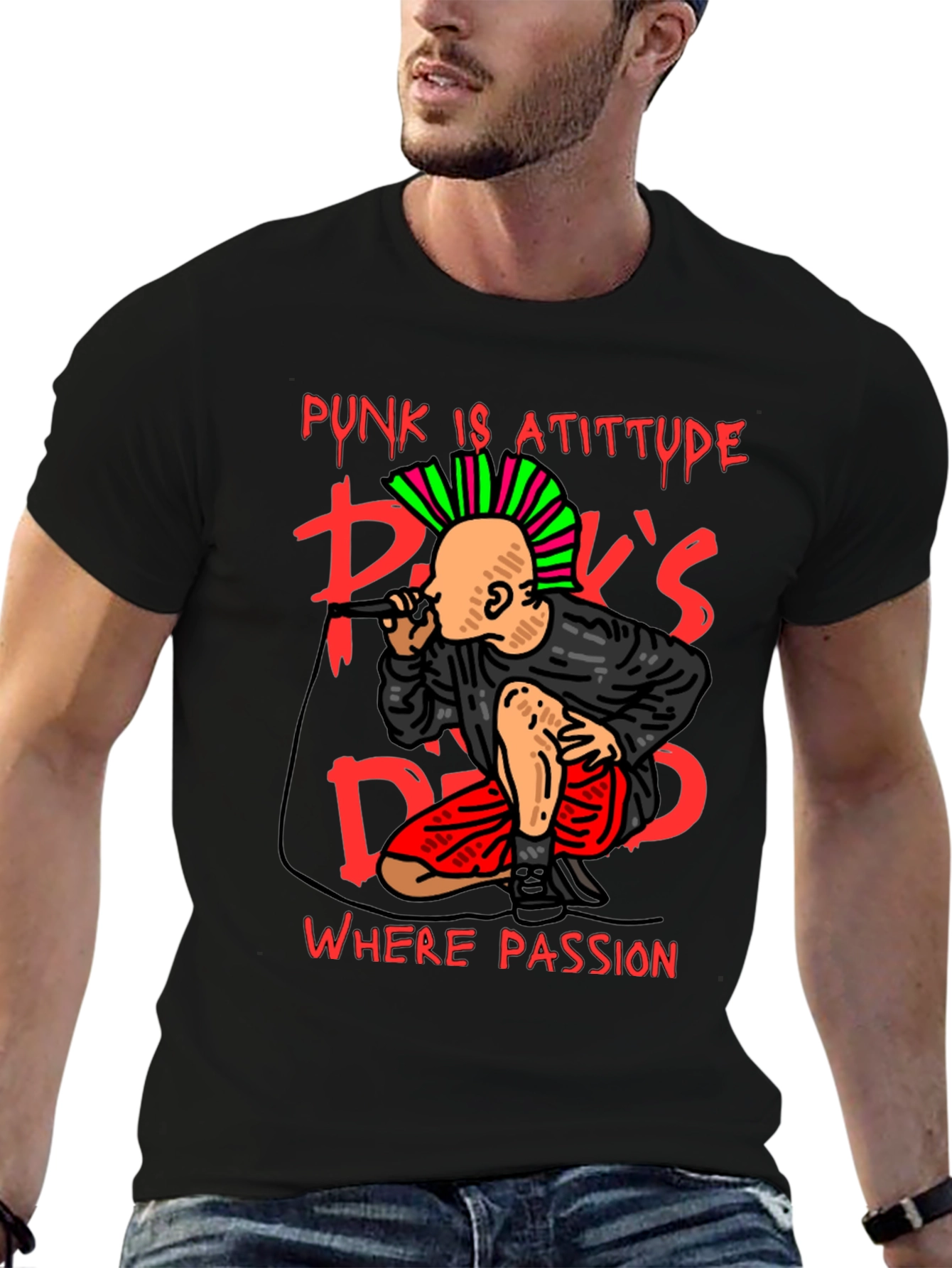 Black Punk Is Attitude Graphic Tee view 6