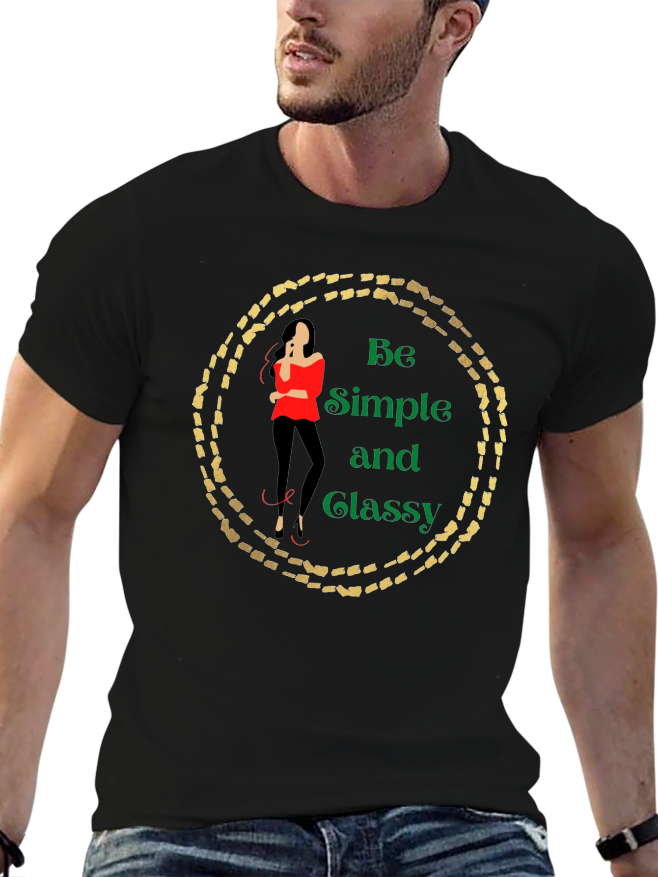Black Be Simple and Classy Black Graphic Tee view 6