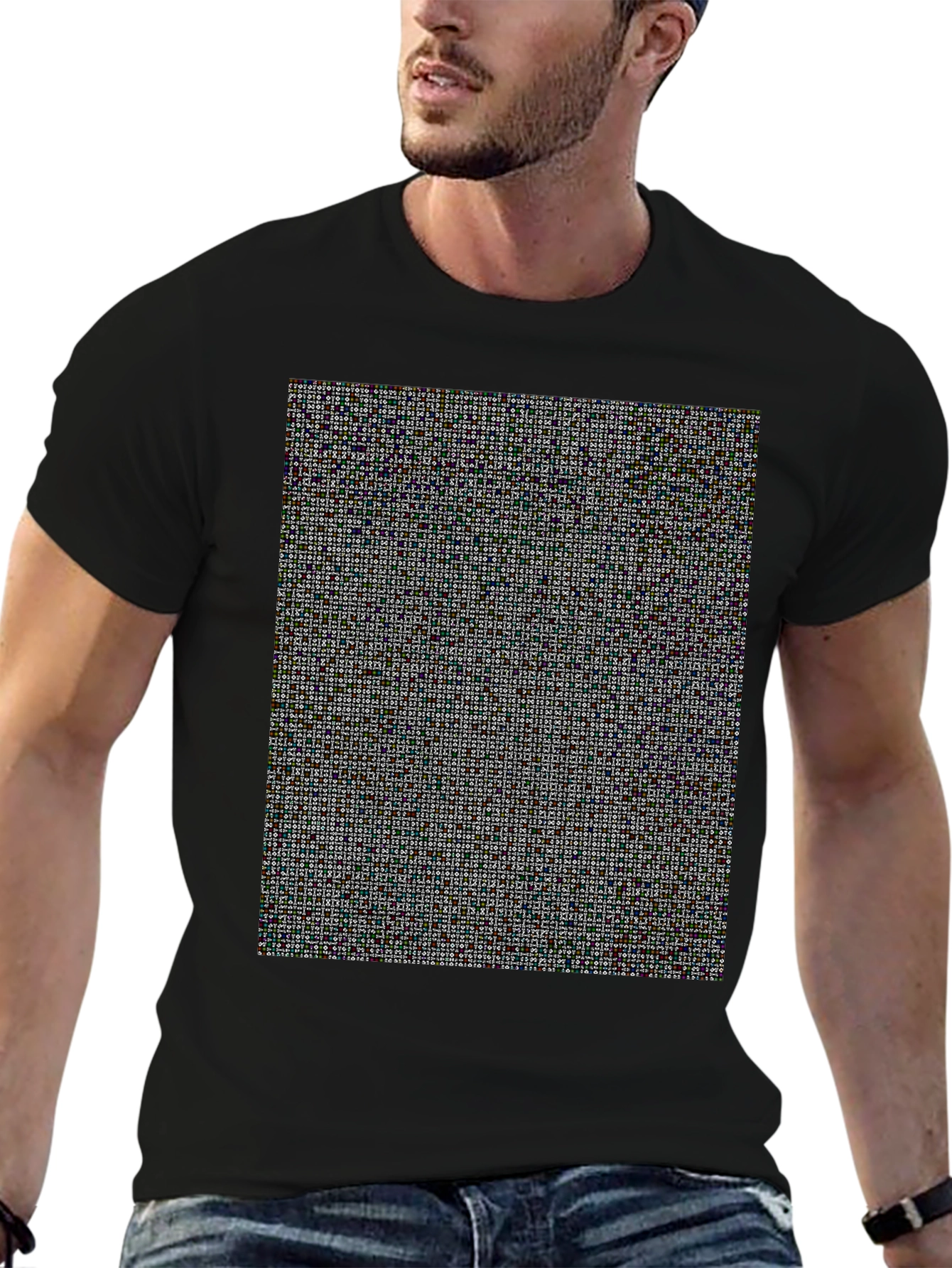 Black Pixel Pattern T-Shirt view 6