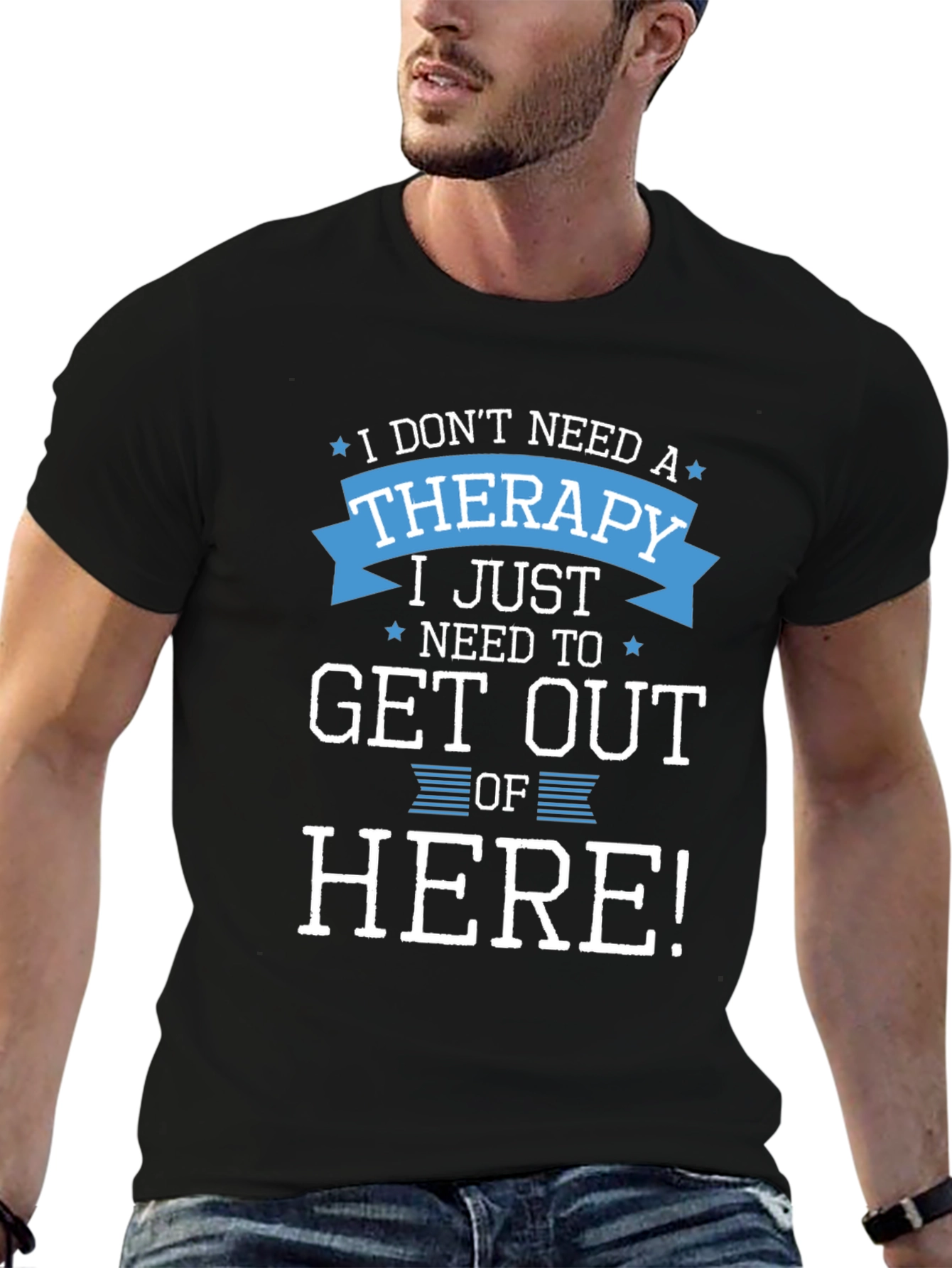 Black Funny Therapy Graphic T-Shirt view 6