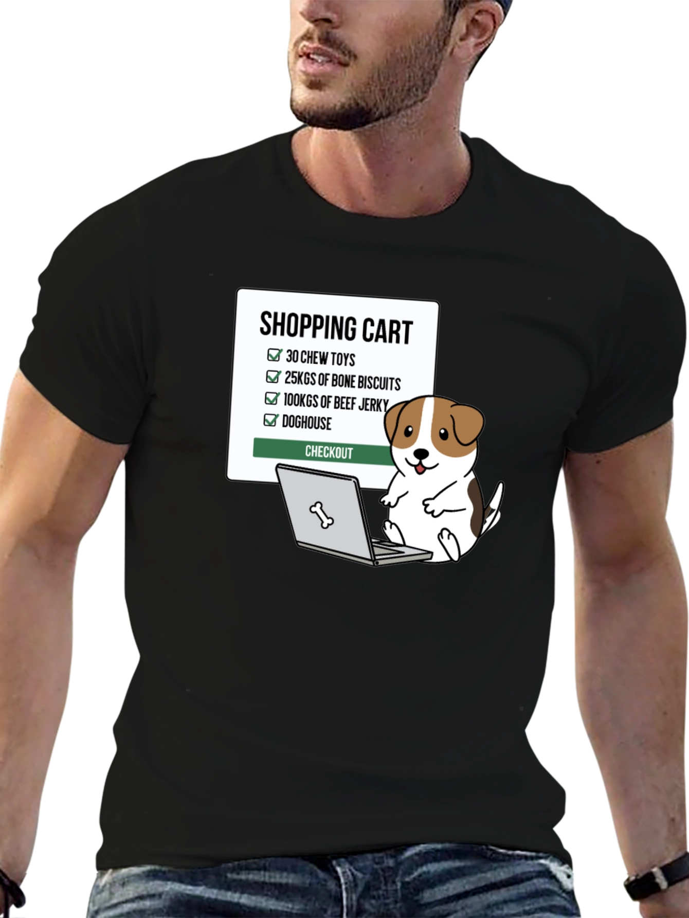 Black Dog Lover Shopping Cart T-Shirt view 6